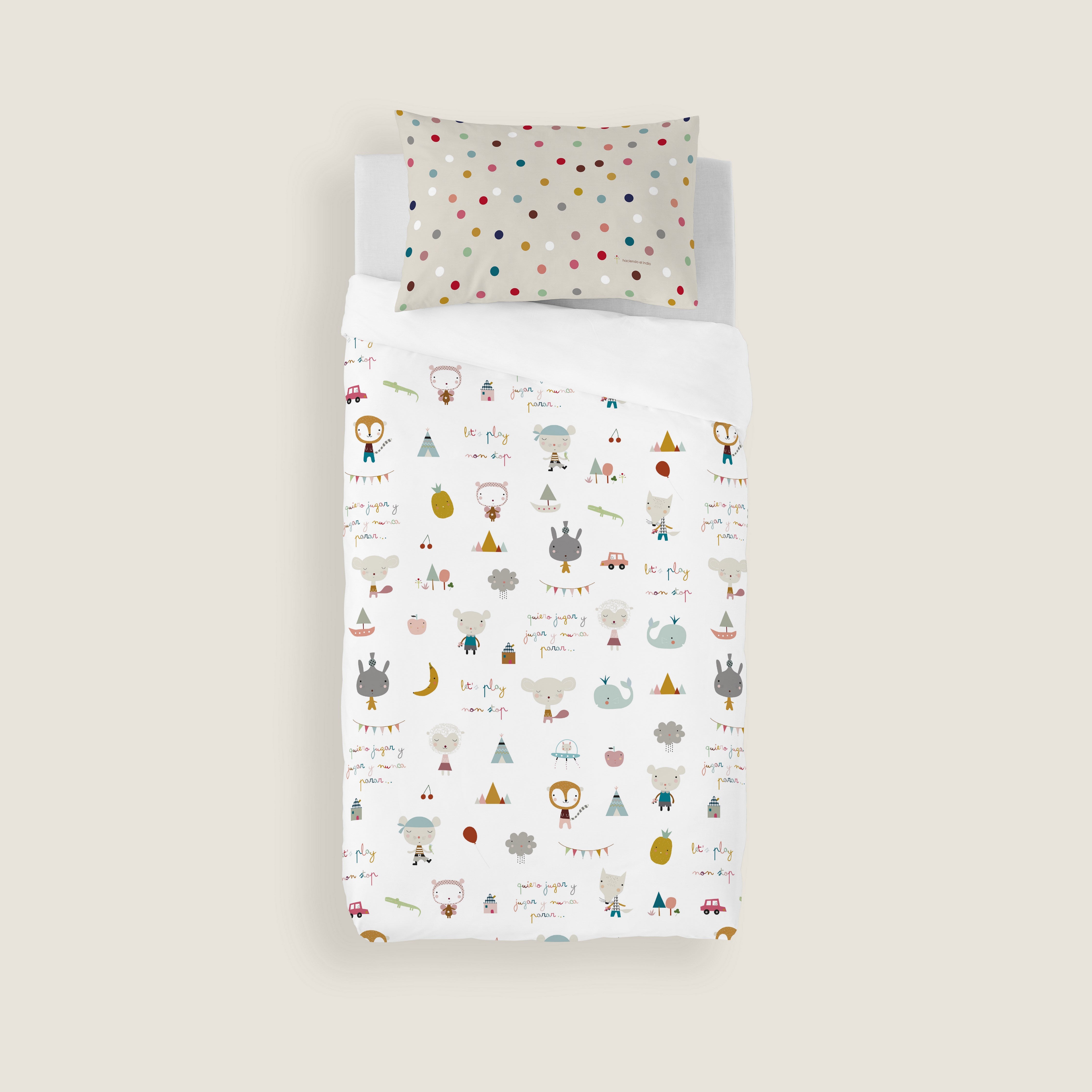 FUNDA NÓRDICA REVERSIBLE CUNA BEBÉ JUGAR 100% ALGODÓN