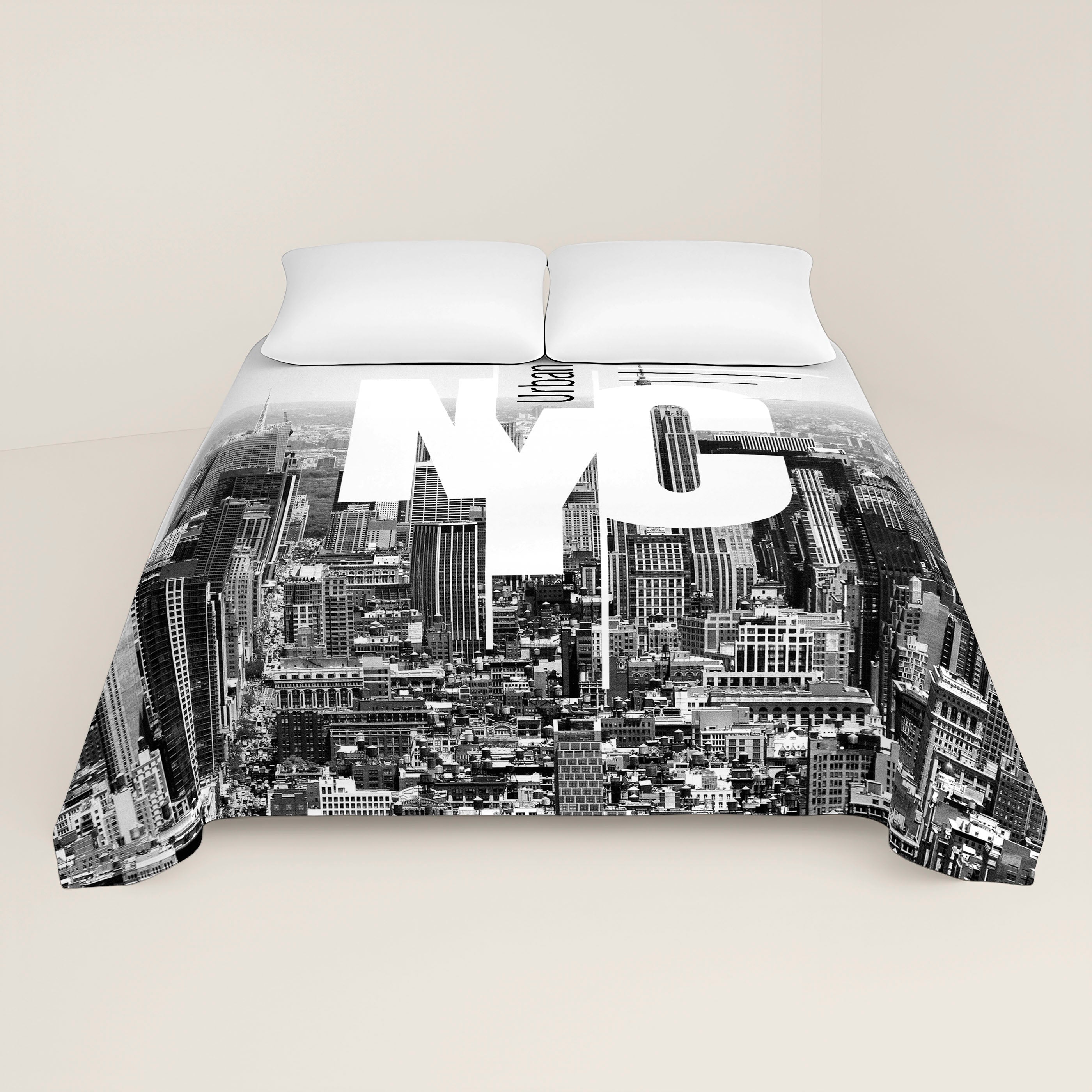JUEGO SÁBANAS ESTAMPADAS NYC 100% ALGODÓN