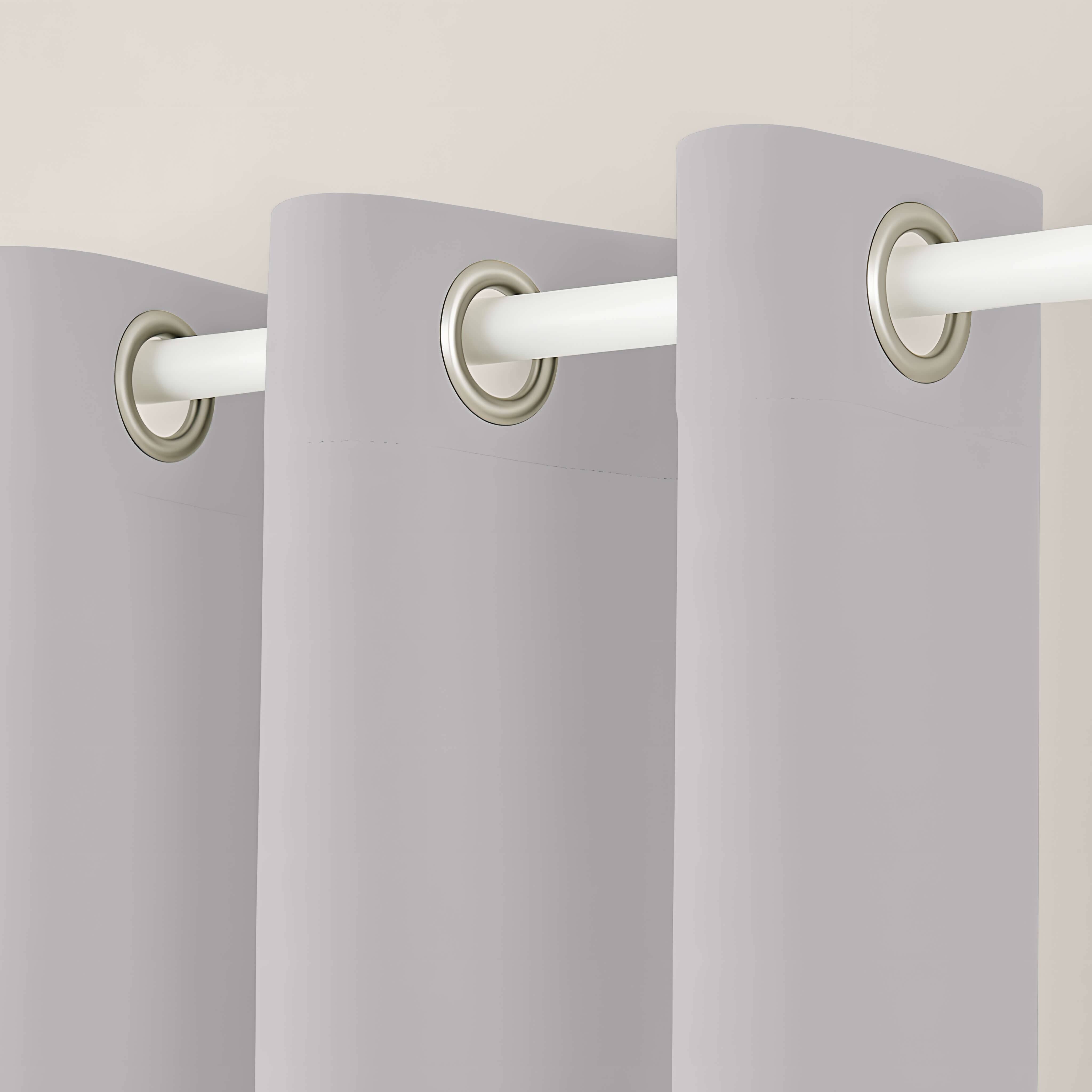 CORTINA CON OJALES 100% ALGODÓN GRIS PÁLIDO