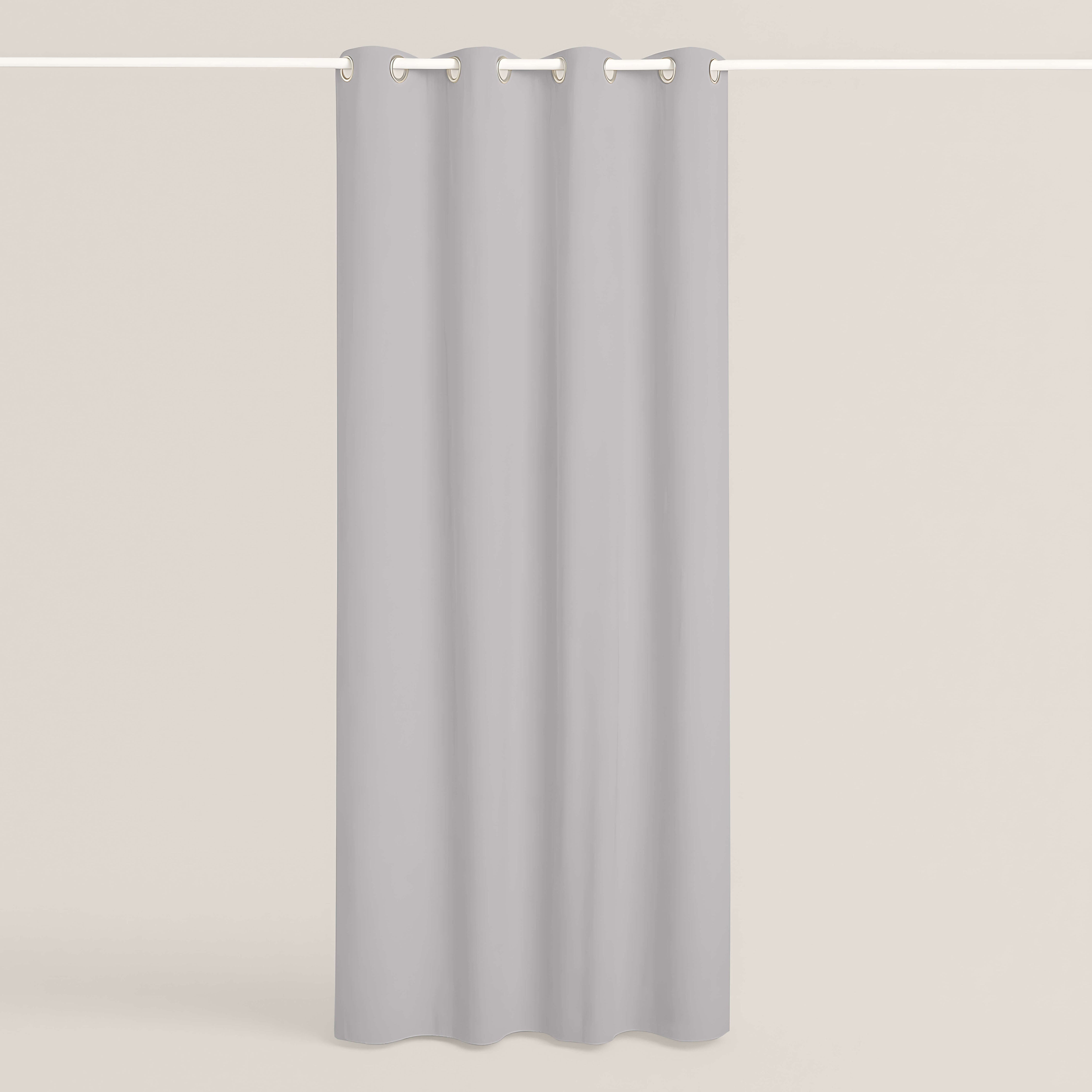CORTINA CON OJALES 100% ALGODÓN GRIS PÁLIDO