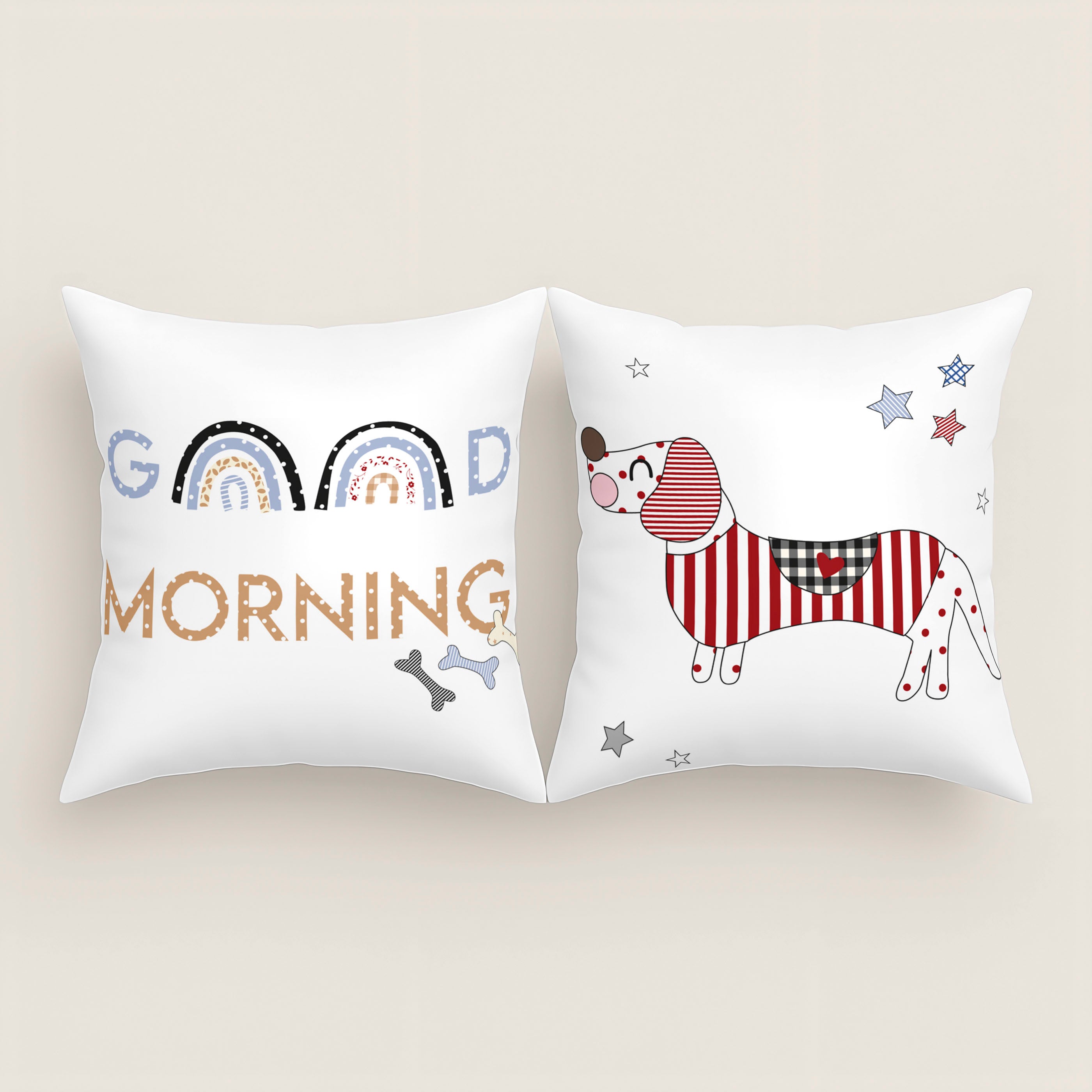 FUNDA DE COJÍN INFANTIL ESTAMPADO DOGGY PATCH 100% ALGODÓN