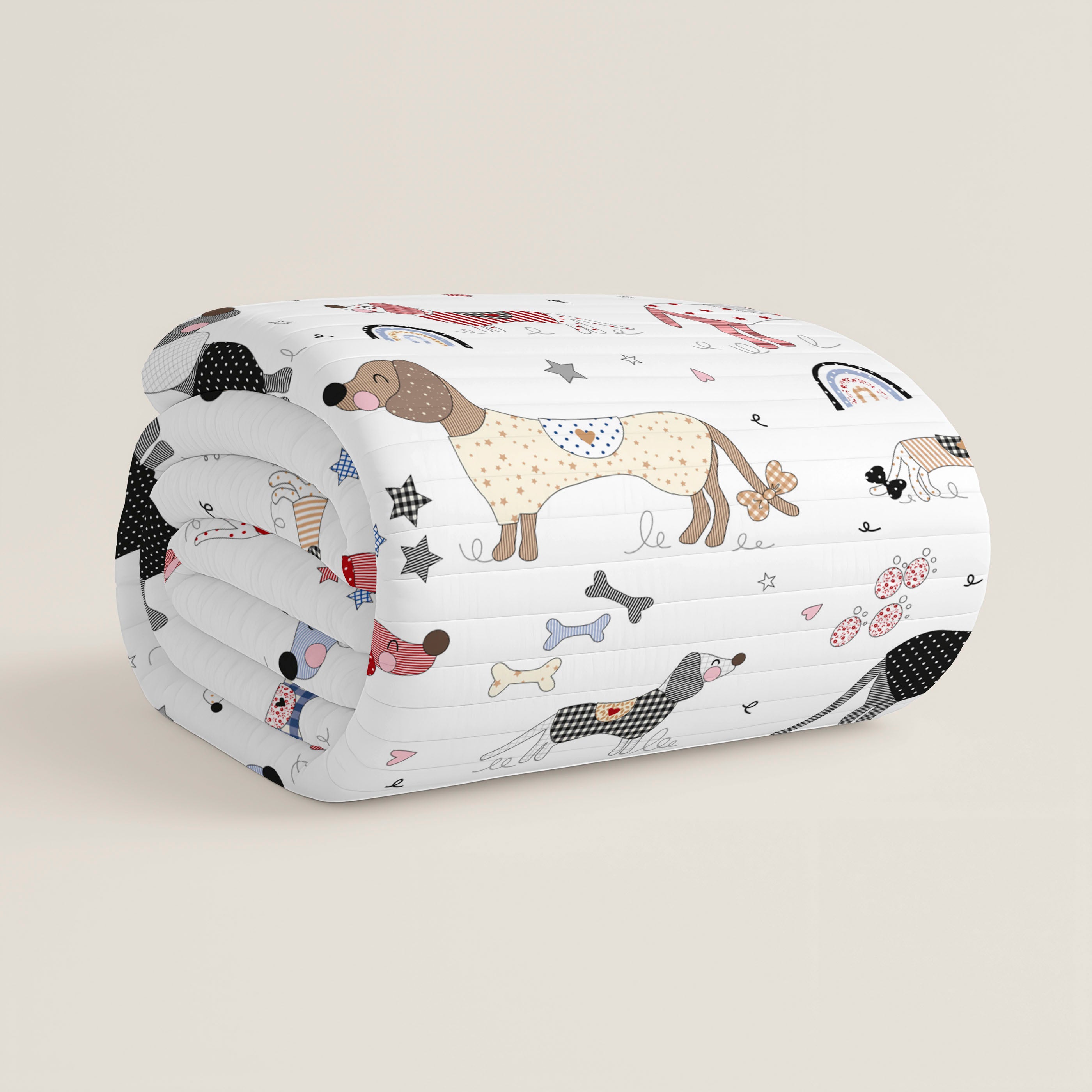 COLCHA BOUTI REVERSIBLE ESTAMPADA INFANTIL IDOGGY PATCH 100% ALGODÓN