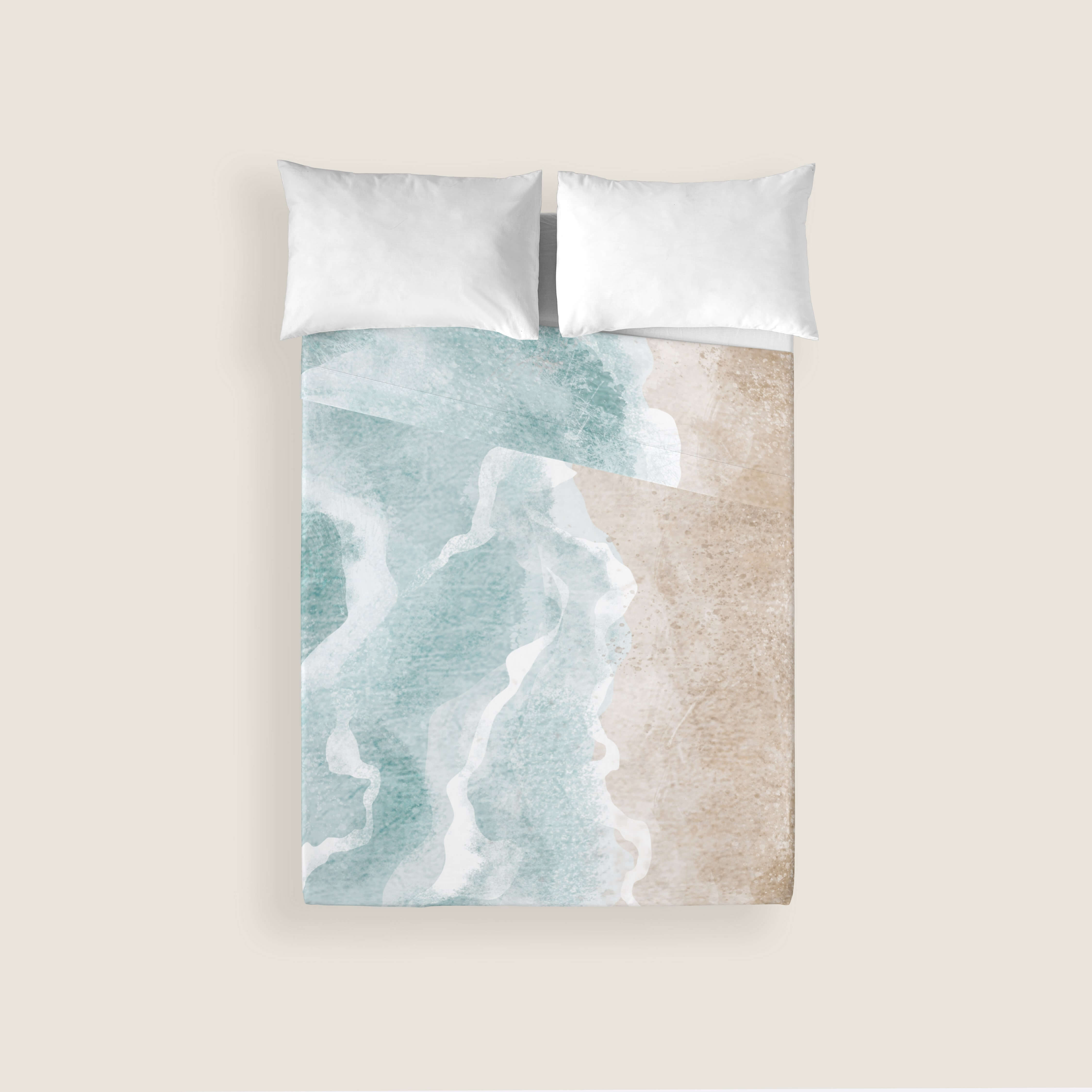 JUEGO SÁBANAS ESTAMPADAS SEA SALT 100% ALGODÓN