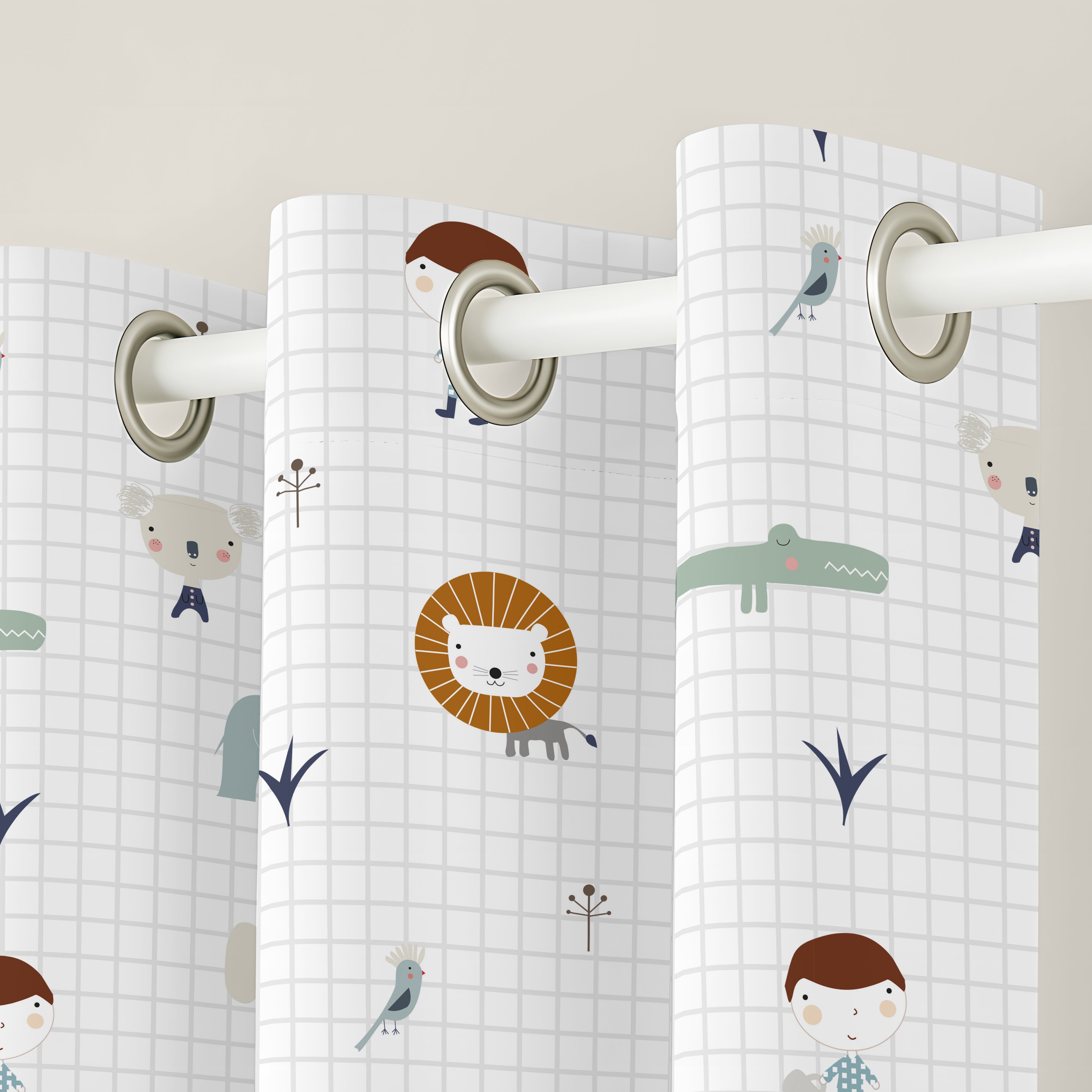 CORTINA INFANTIL JUNGLA NIÑO 100% ALGODÓN