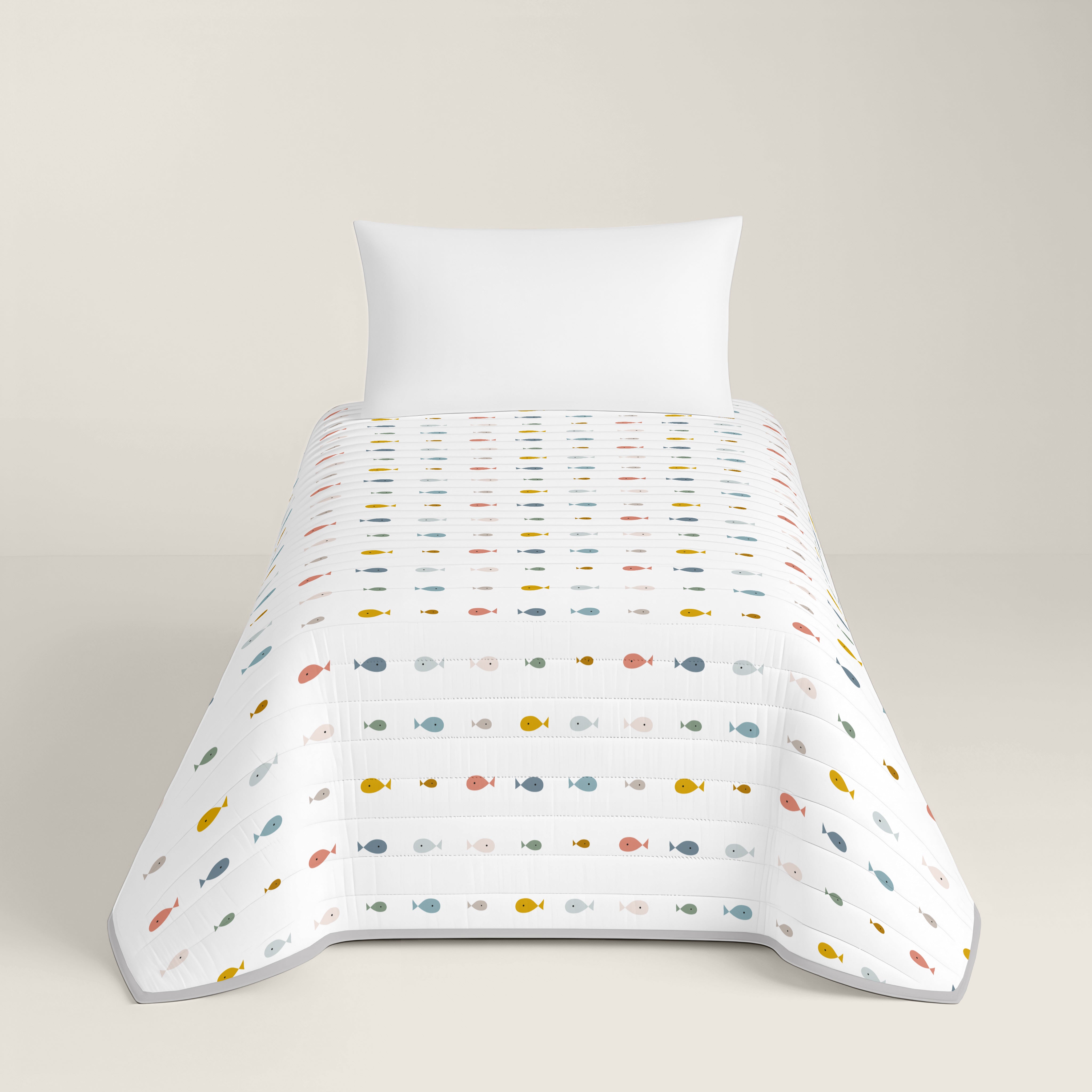 COLCHA BOUTI REVERSIBLE ESTAMPADA INFANTIL MAPAMUNDI 100% ALGODÓN