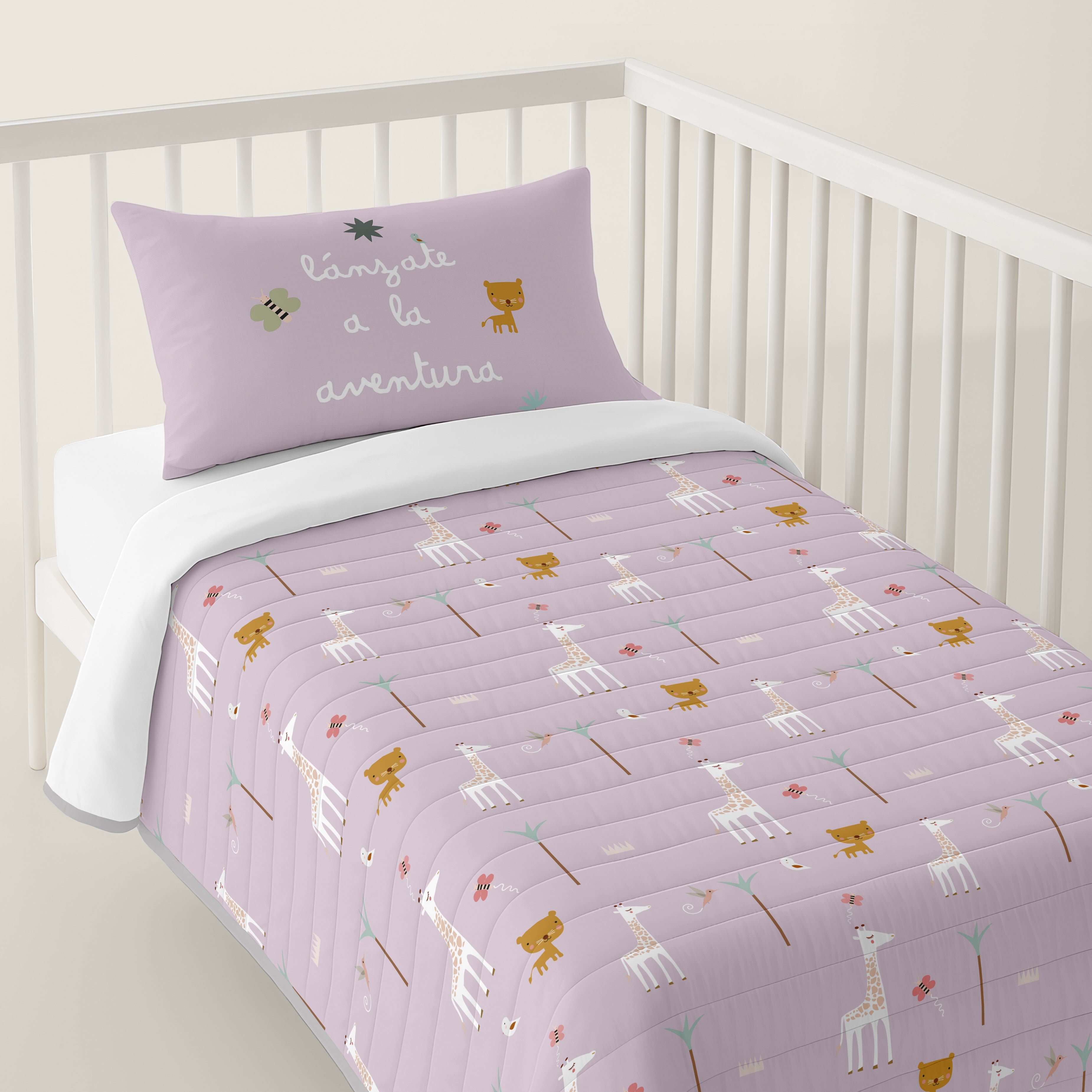 COLCHA BOUTI REVERSIBLE ESTAMPADA BEBÉ CUNA EXPLORADORA 100% ALGODÓN