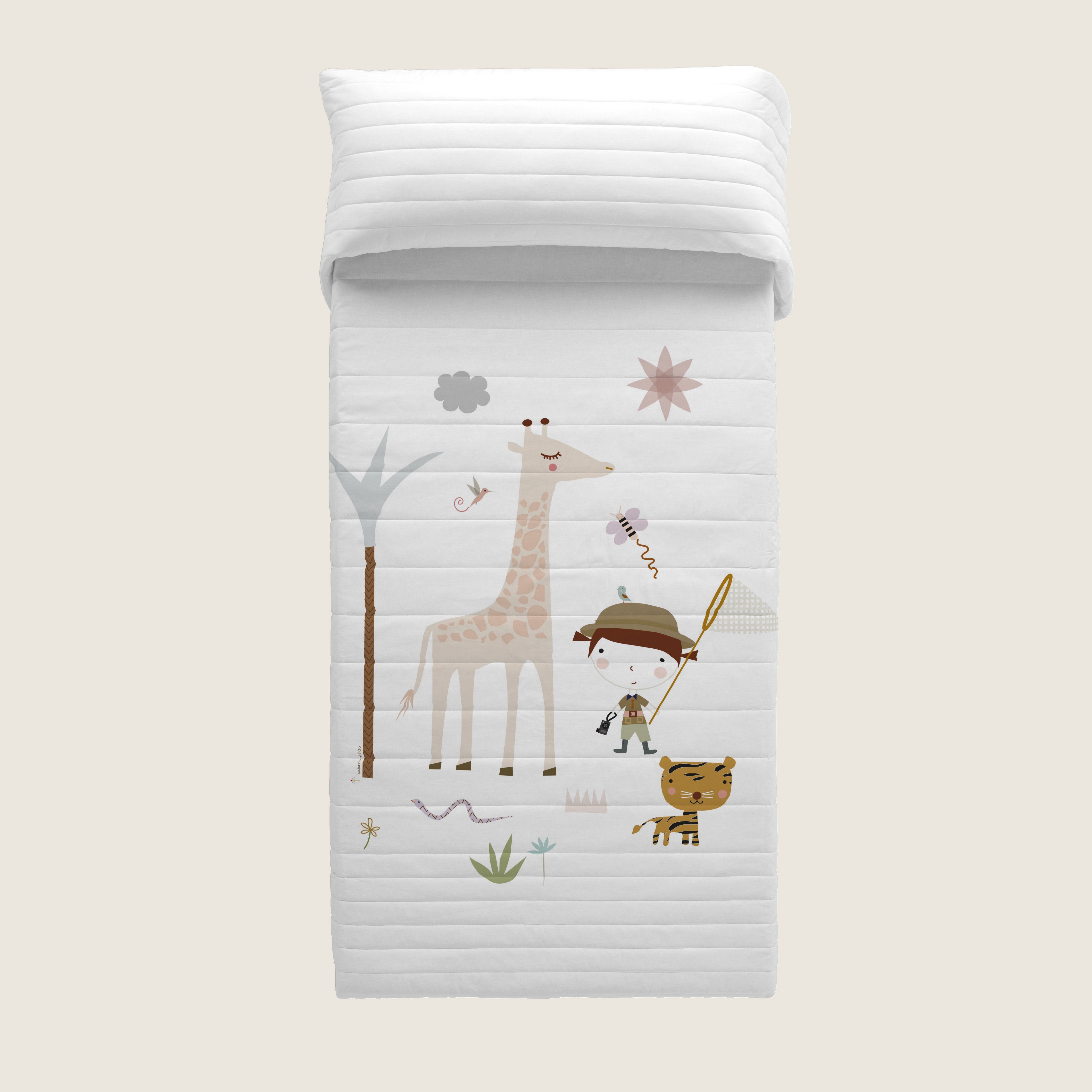 COLCHA BOUTI REVERSIBLE ESTAMPADA BEBÉ CUNA EXPLORADORA 100% ALGODÓN