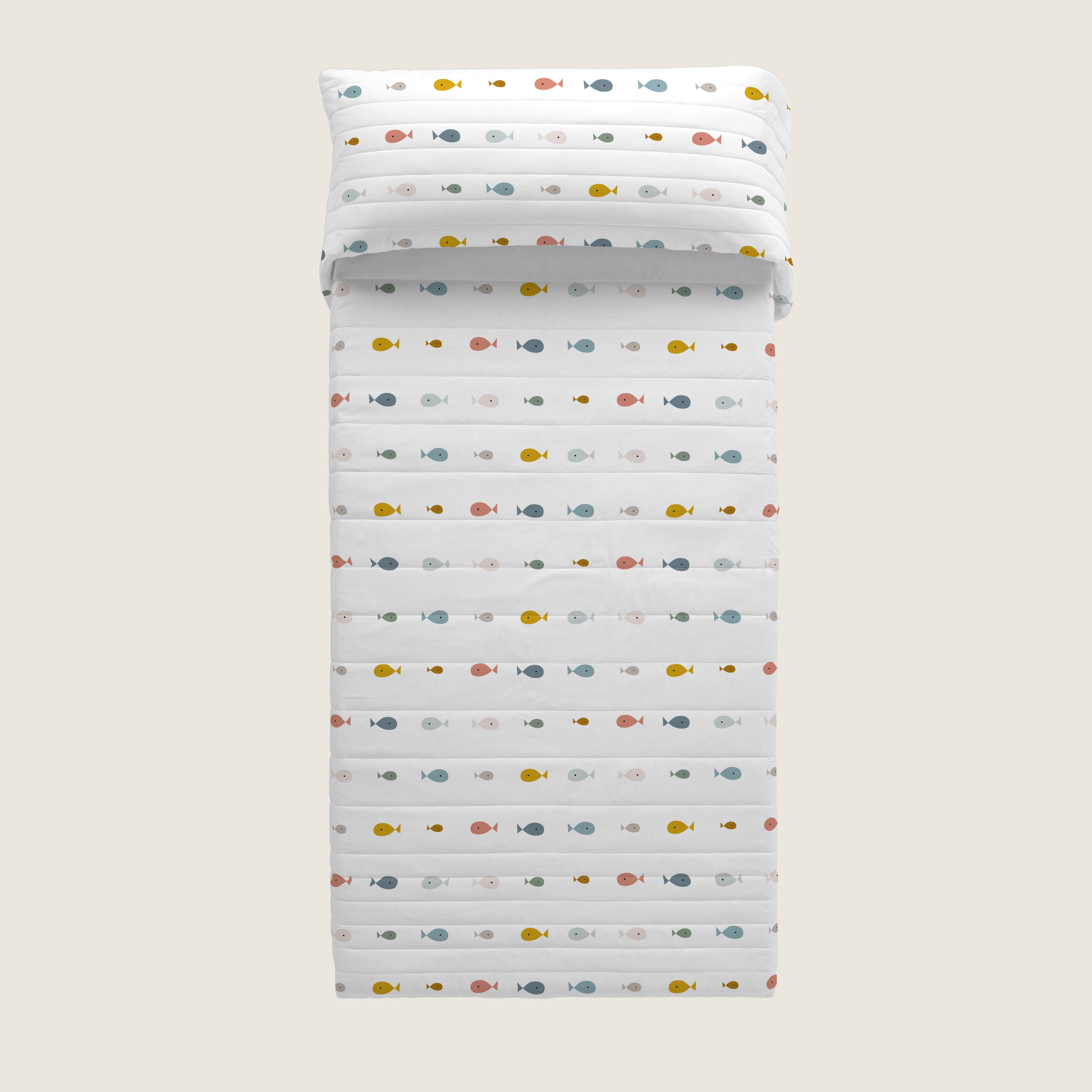 COLCHA BOUTI REVERSIBLE ESTAMPADA BEBÉ CUNA MAPAMUNDI 100% ALGODÓN