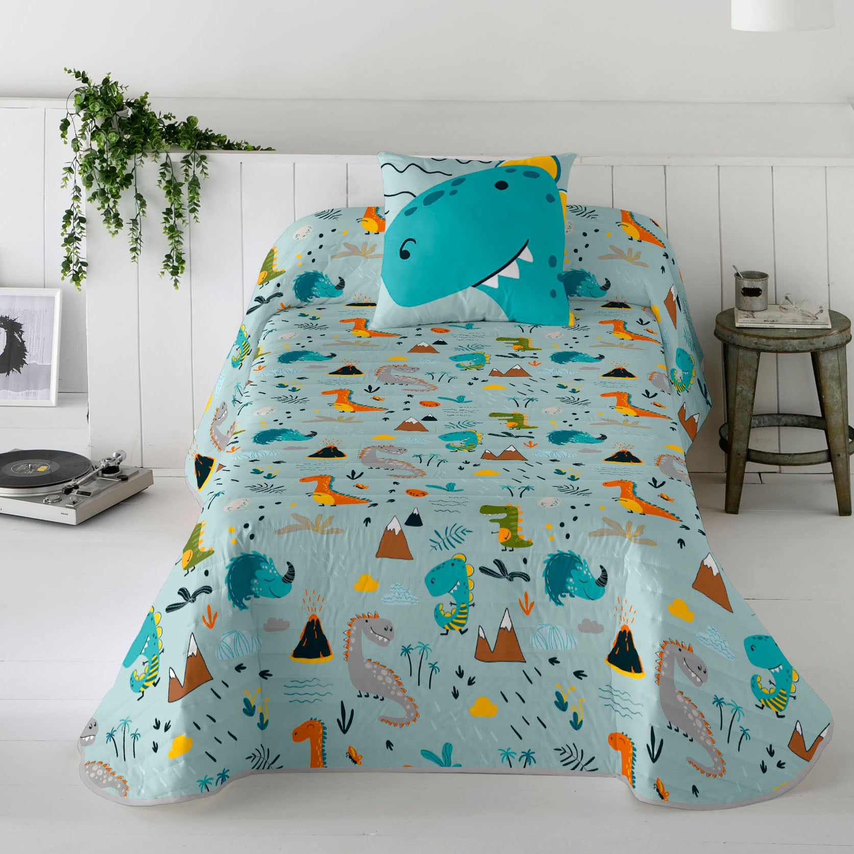 COLCHA BOUTI ESTAMPADA INFANTIL SAURUS 100% ALGODÓN