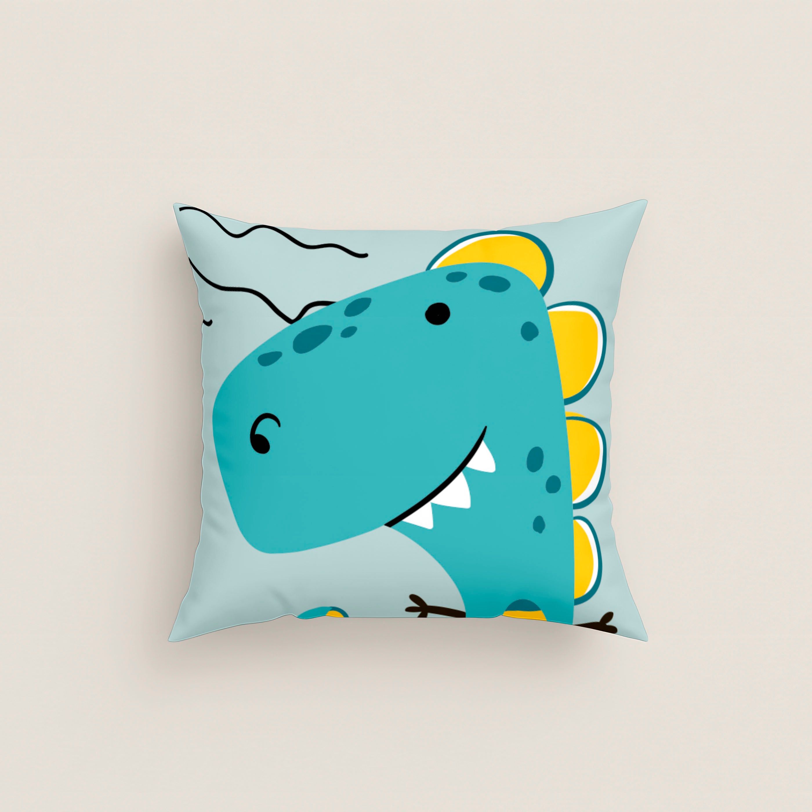 FUNDA DE COJÍN INFANTIL ESTAMPADO SAURUS 100% ALGODÓN