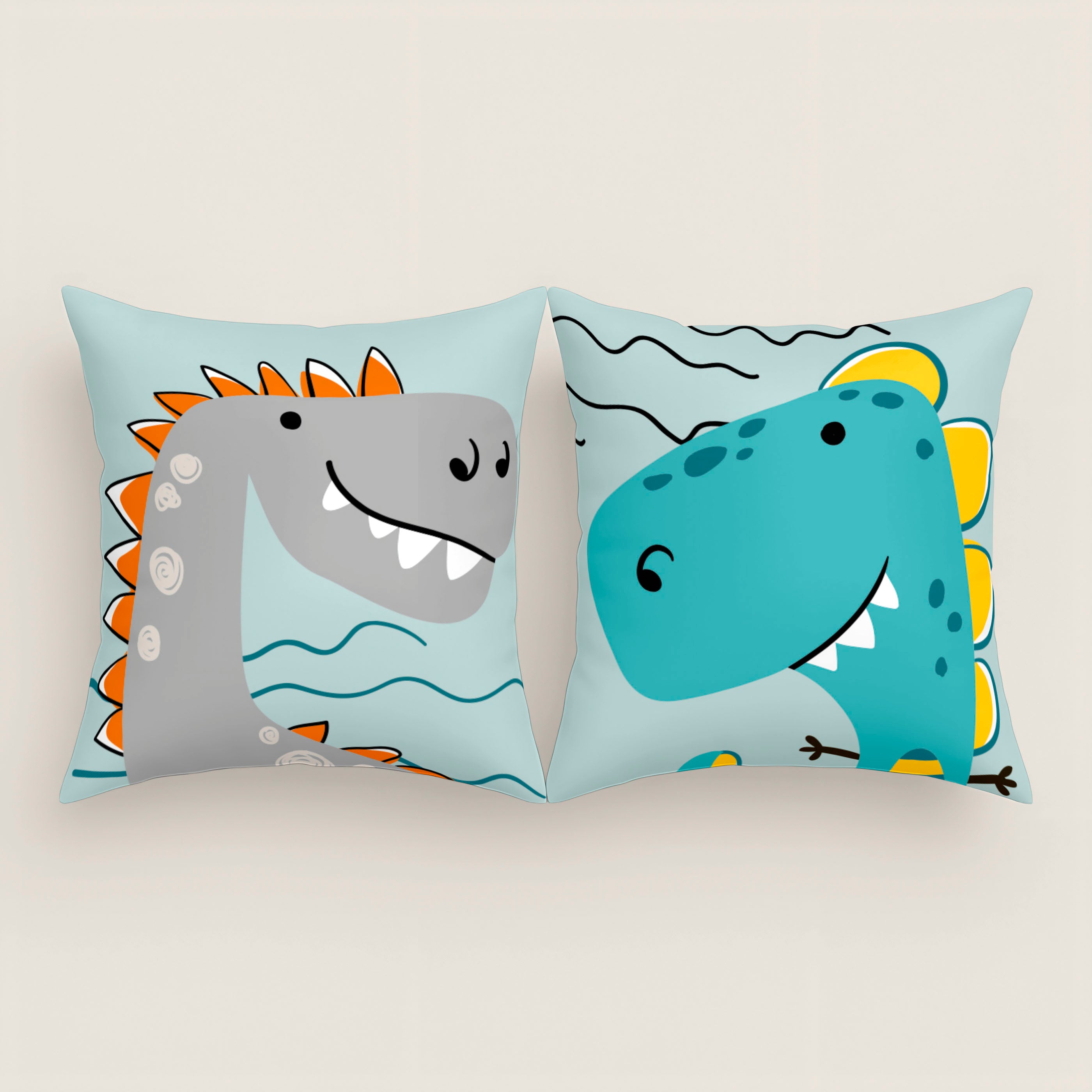 FUNDA DE COJÍN INFANTIL ESTAMPADO SAURUS 100% ALGODÓN