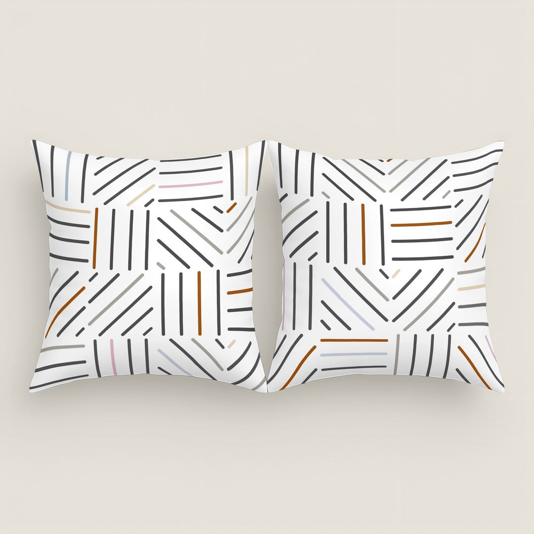 FUNDA DE COJÍN ESTAMPADO TRAMES 100% ALGODÓN