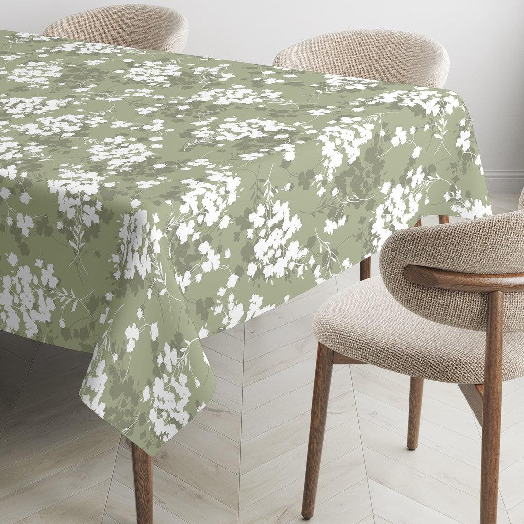 MANTEL ESTAMPADO ANTIMANCHAS LIGHT LEAVES OLIVE