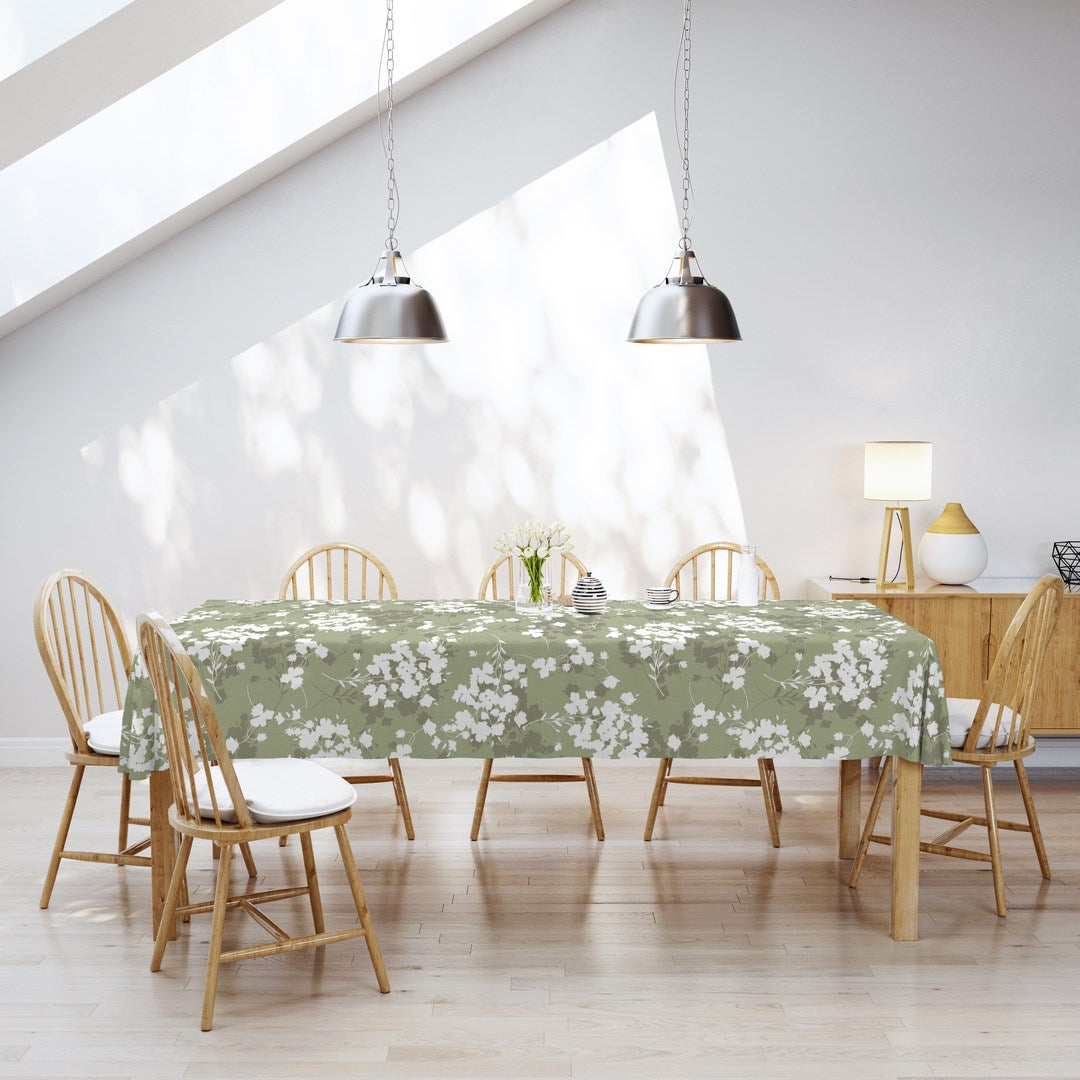 MANTEL ESTAMPADO ANTIMANCHAS LIGHT LEAVES OLIVE