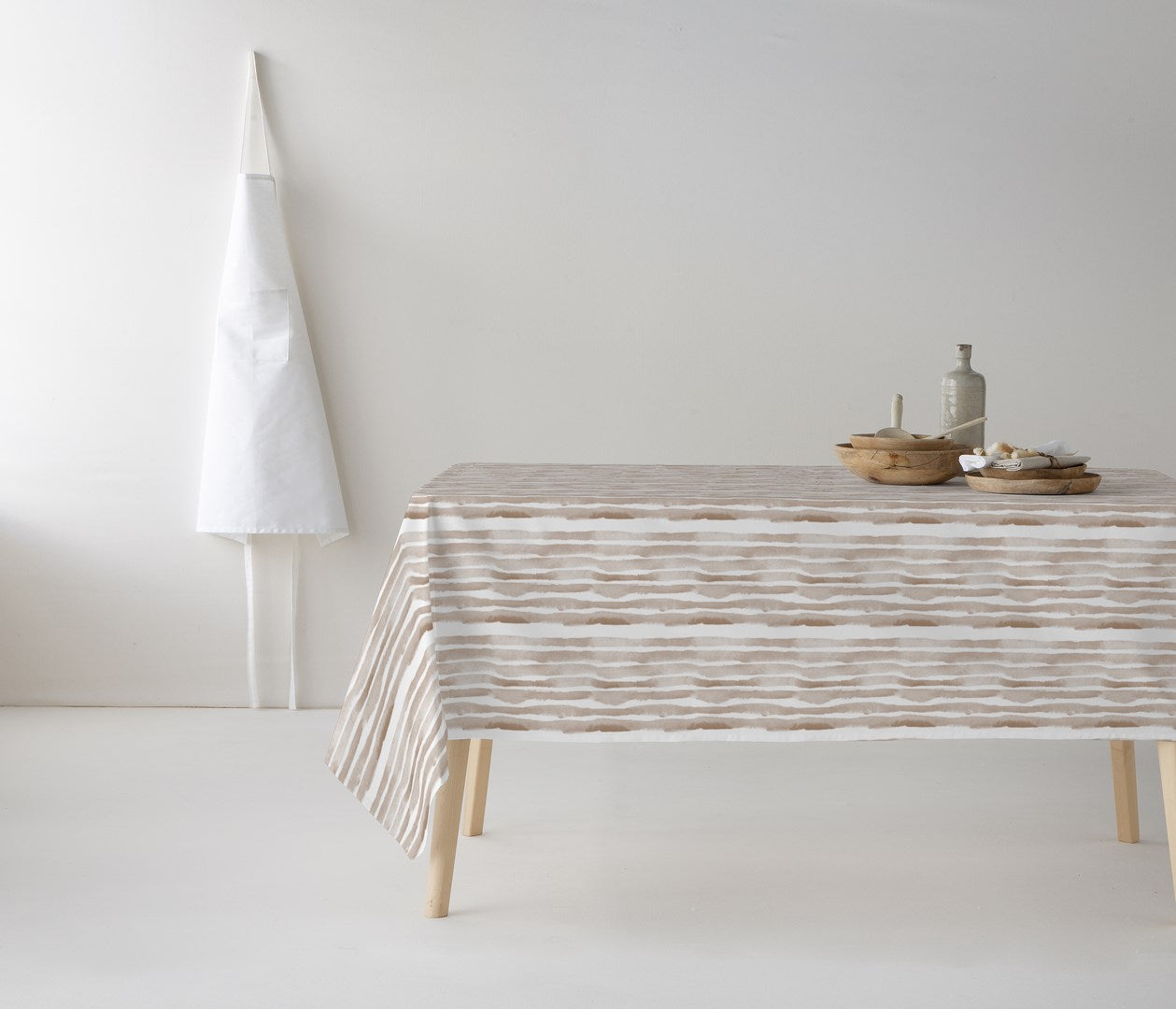 MANTEL ESTAMPADO ANTIMANCHAS RAYAS DGRADE CANELA