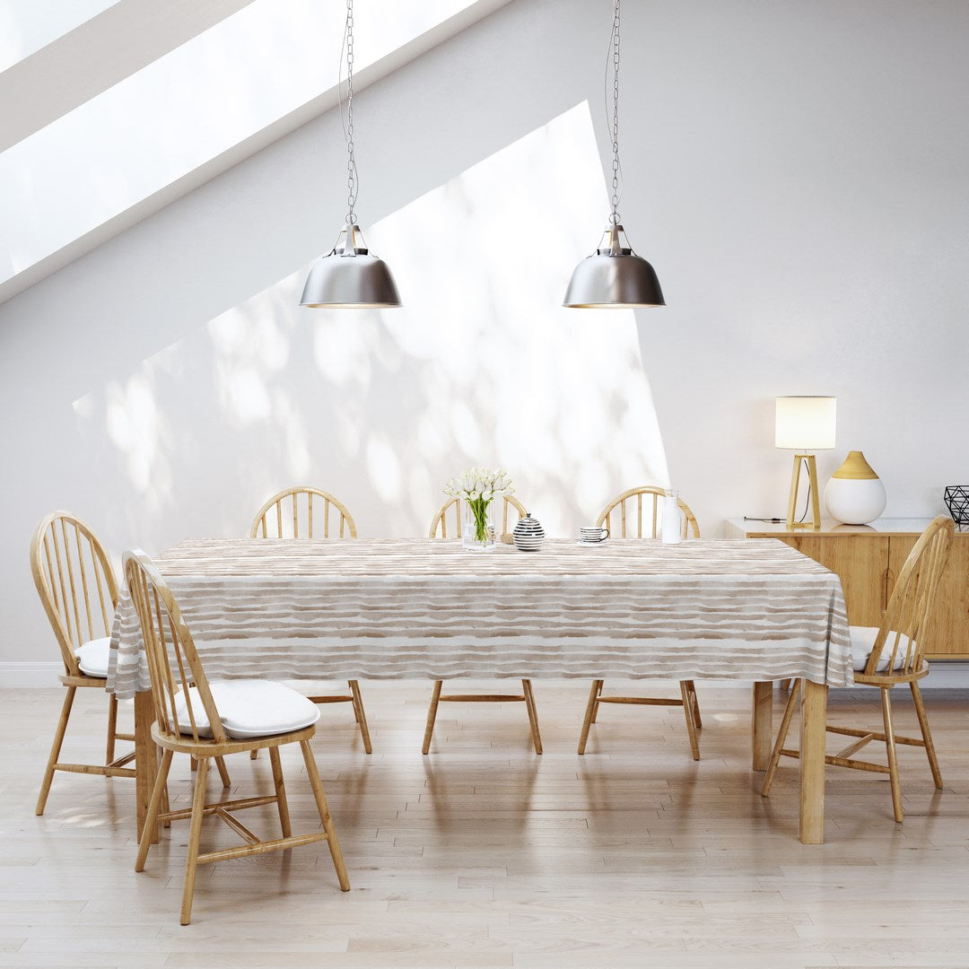 MANTEL ESTAMPADO ANTIMANCHAS RAYAS DGRADE CANELA