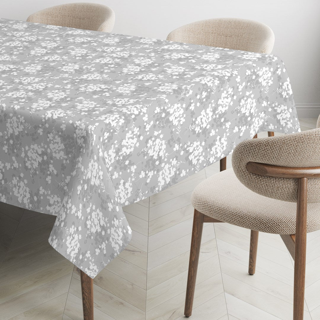 MANTEL ESTAMPADO ANTIMANCHAS SOFT LEAVES GRIS