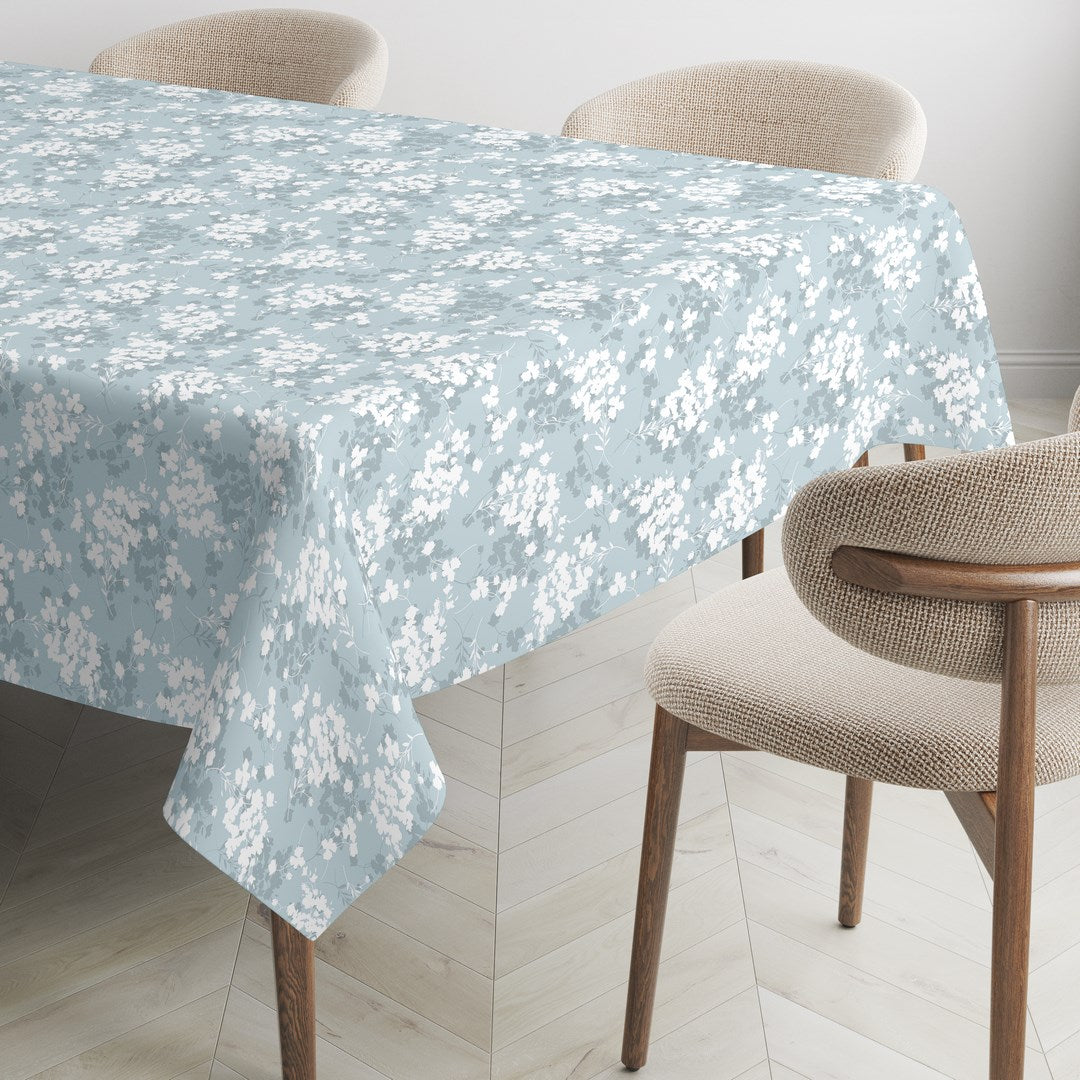 MANTEL ESTAMPADO ANTIMANCHAS SOFT LEAVES AZUL