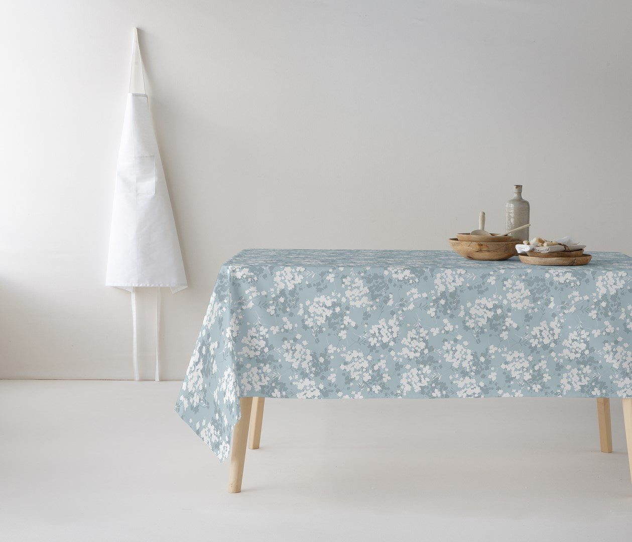 MANTEL ESTAMPADO ANTIMANCHAS SOFT LEAVES AZUL