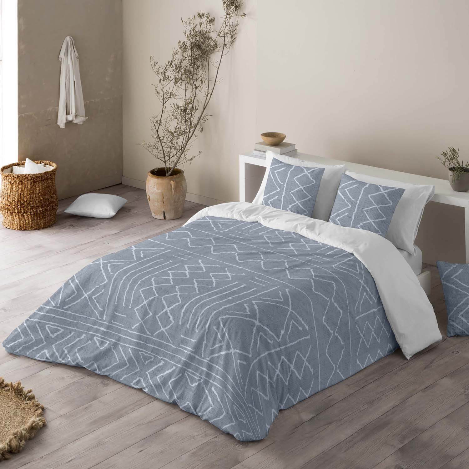 FUNDA NÓRDICA ESTAMPADA NAUEK GREY 100% ALGODÓN