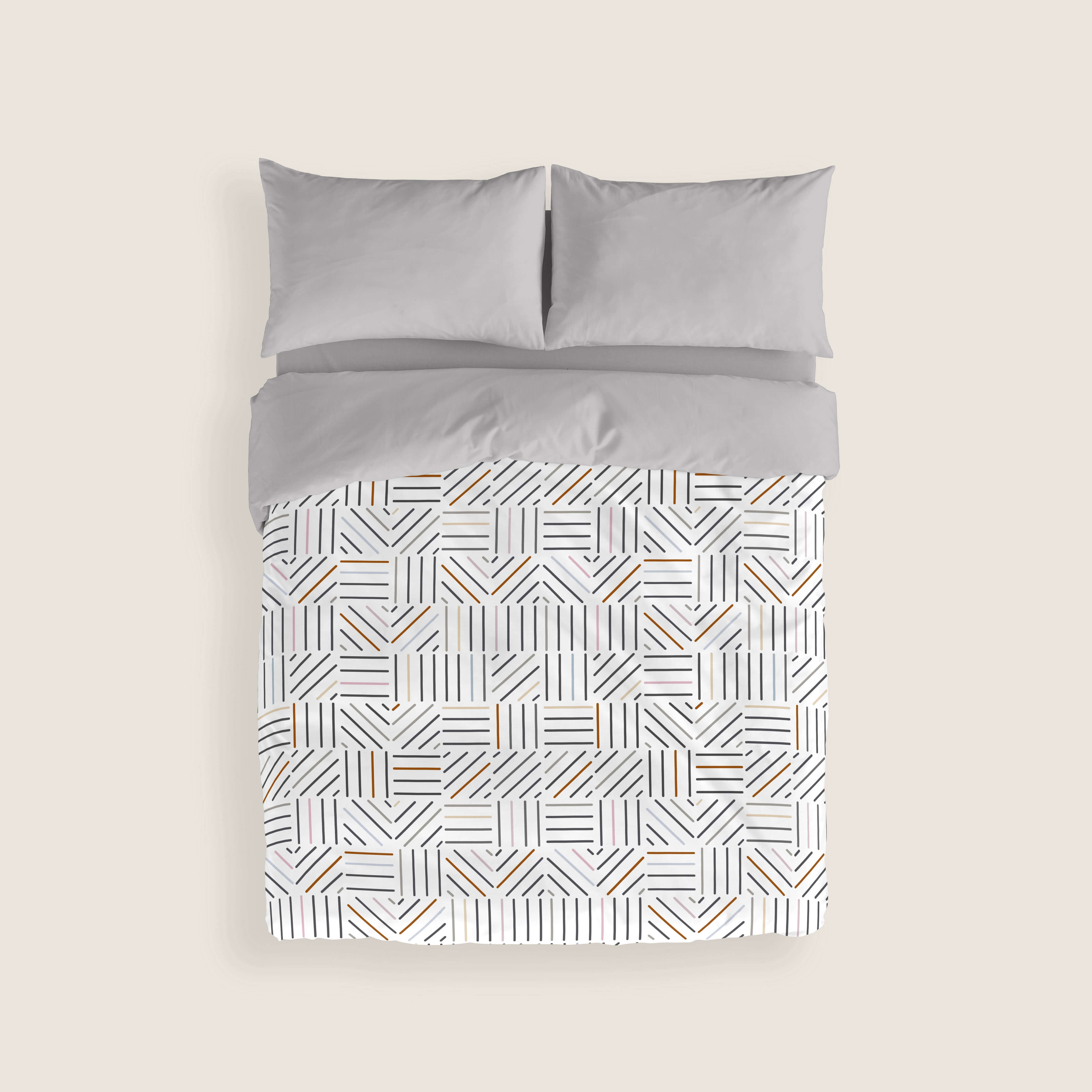 FUNDA NÓRDICA ESTAMPADA TRAMES 100% ALGODÓN