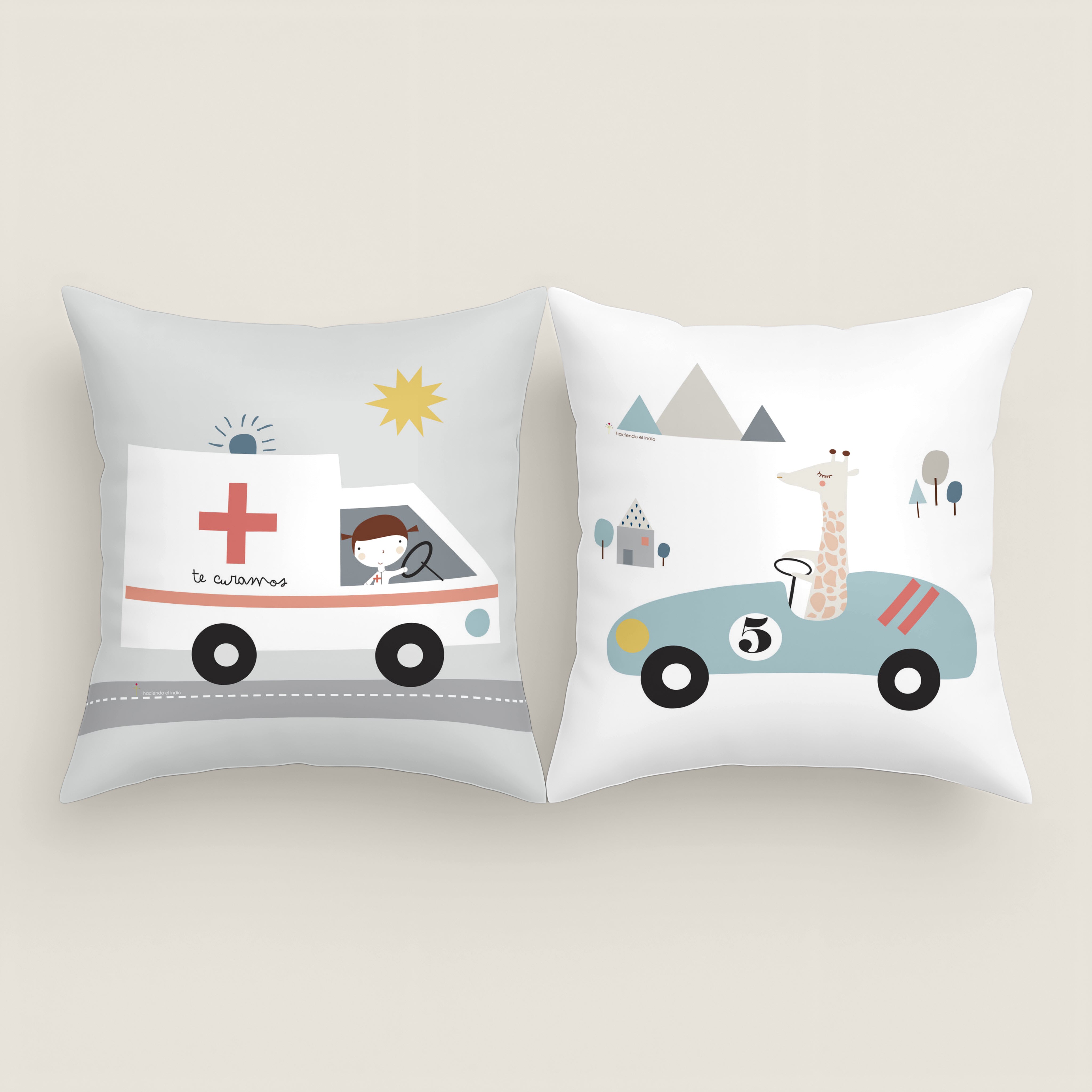 FEDERA PER CUSCINO PER BAMBINI STAMPATA TRASPORTI 100% COTONE