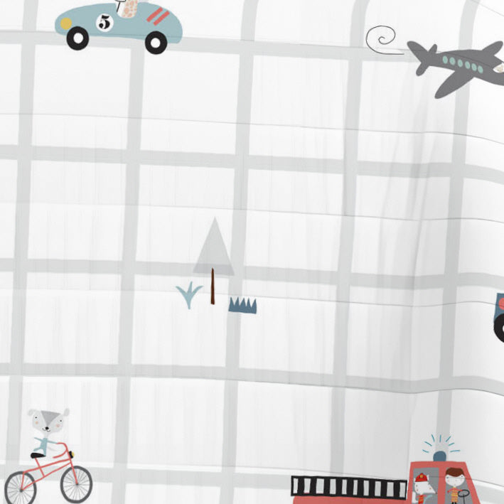 COPRILETTO BOUTIS REVERSIBILE STAMPATO PER BAMBINI TRASPORTI 100% COTONE
