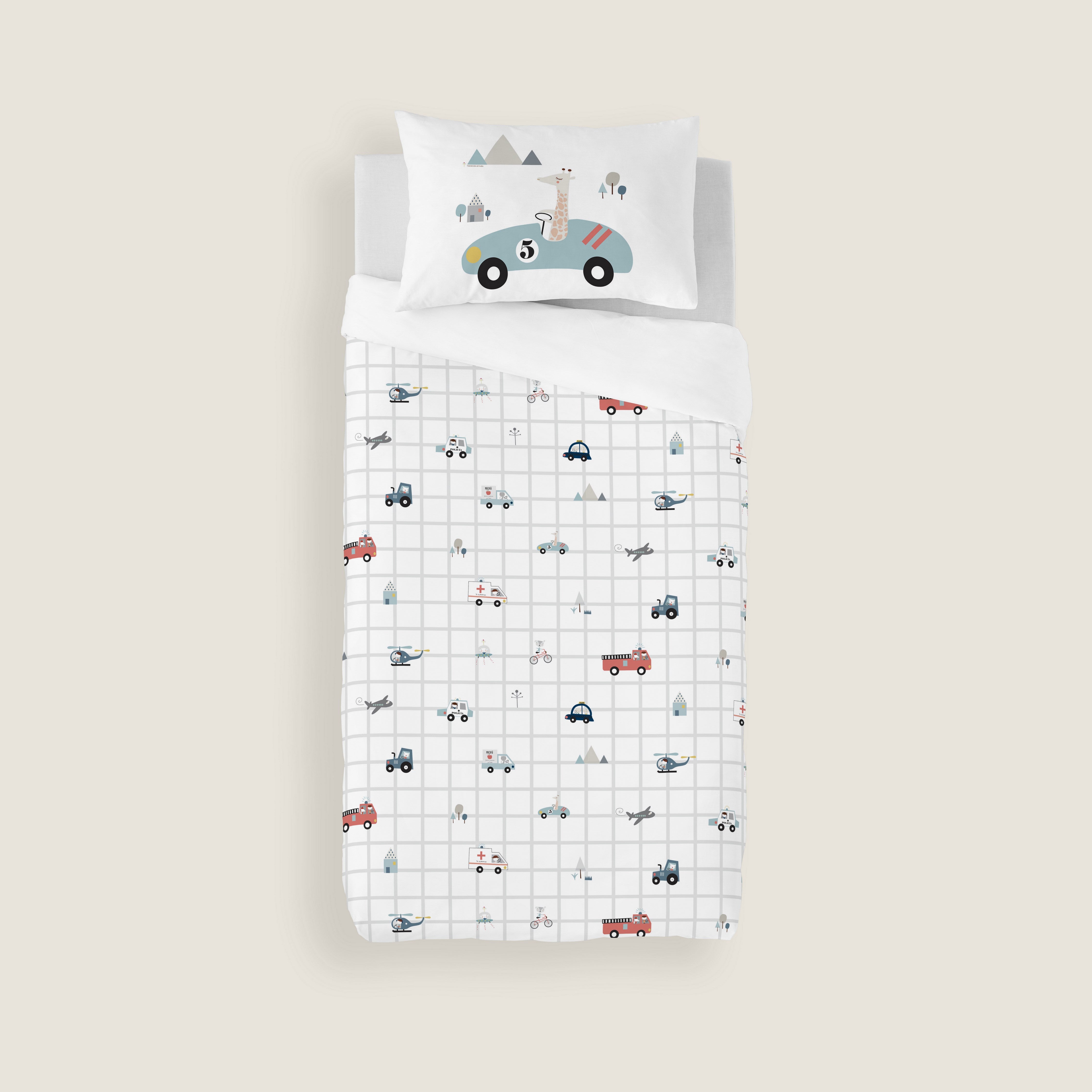 FUNDA NÓRDICA REVERSIBLE CUNA BEBÉ TRANSPORTES 100% ALGODÓN