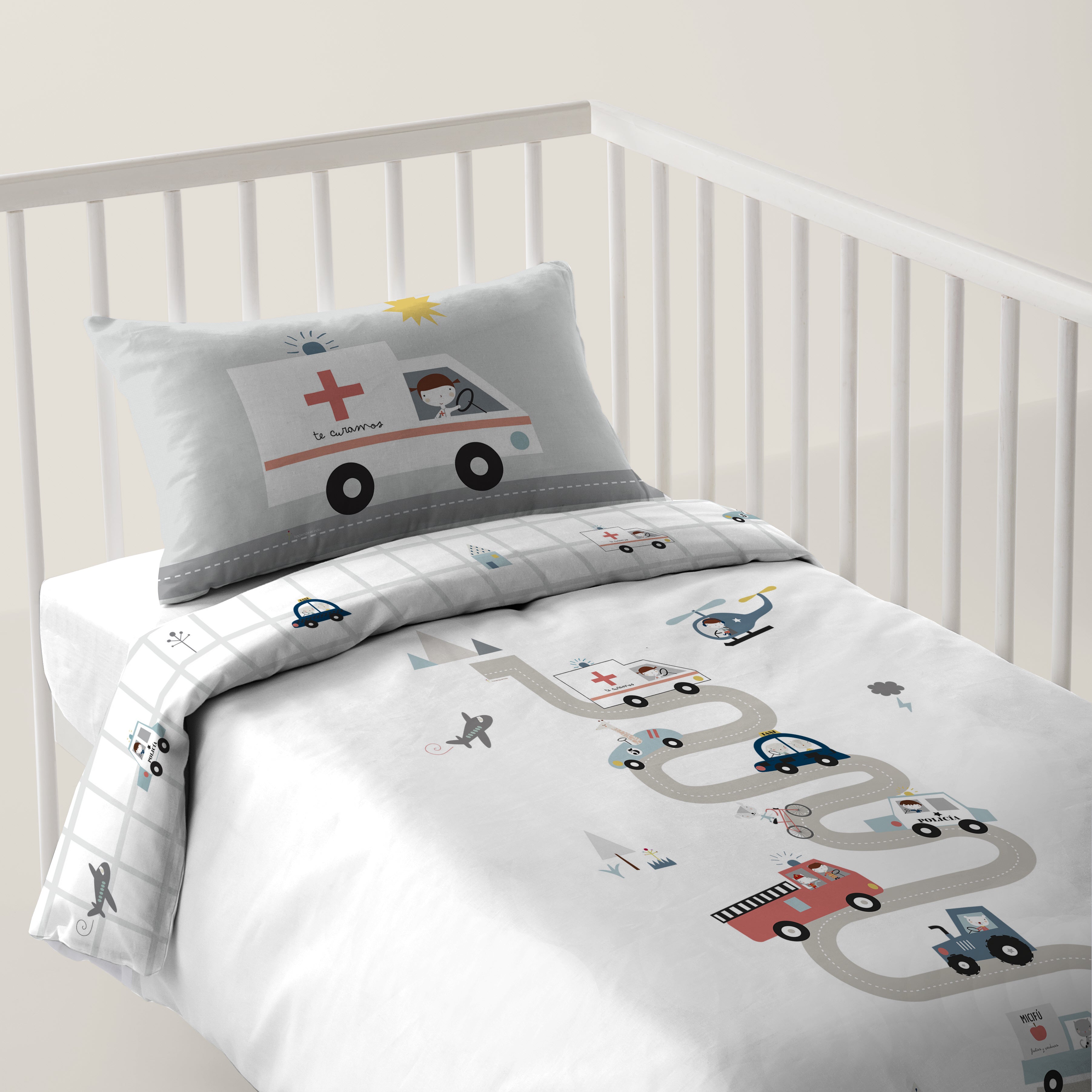 FUNDA NÓRDICA REVERSIBLE CUNA BEBÉ TRANSPORTES 100% ALGODÓN