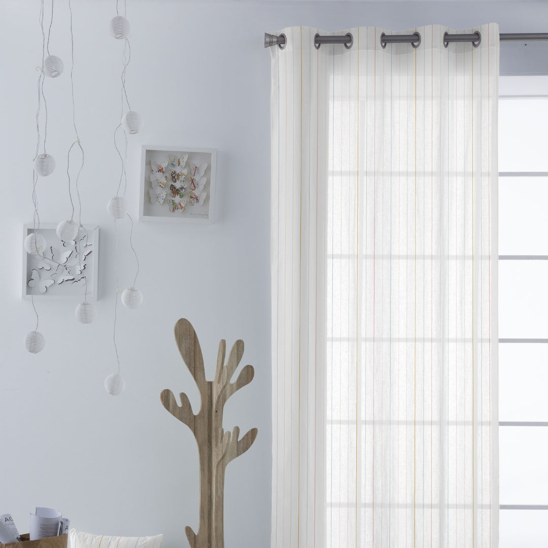 CORTINA INFANTIL RAYITAS COLORES 100% ALGODÓN