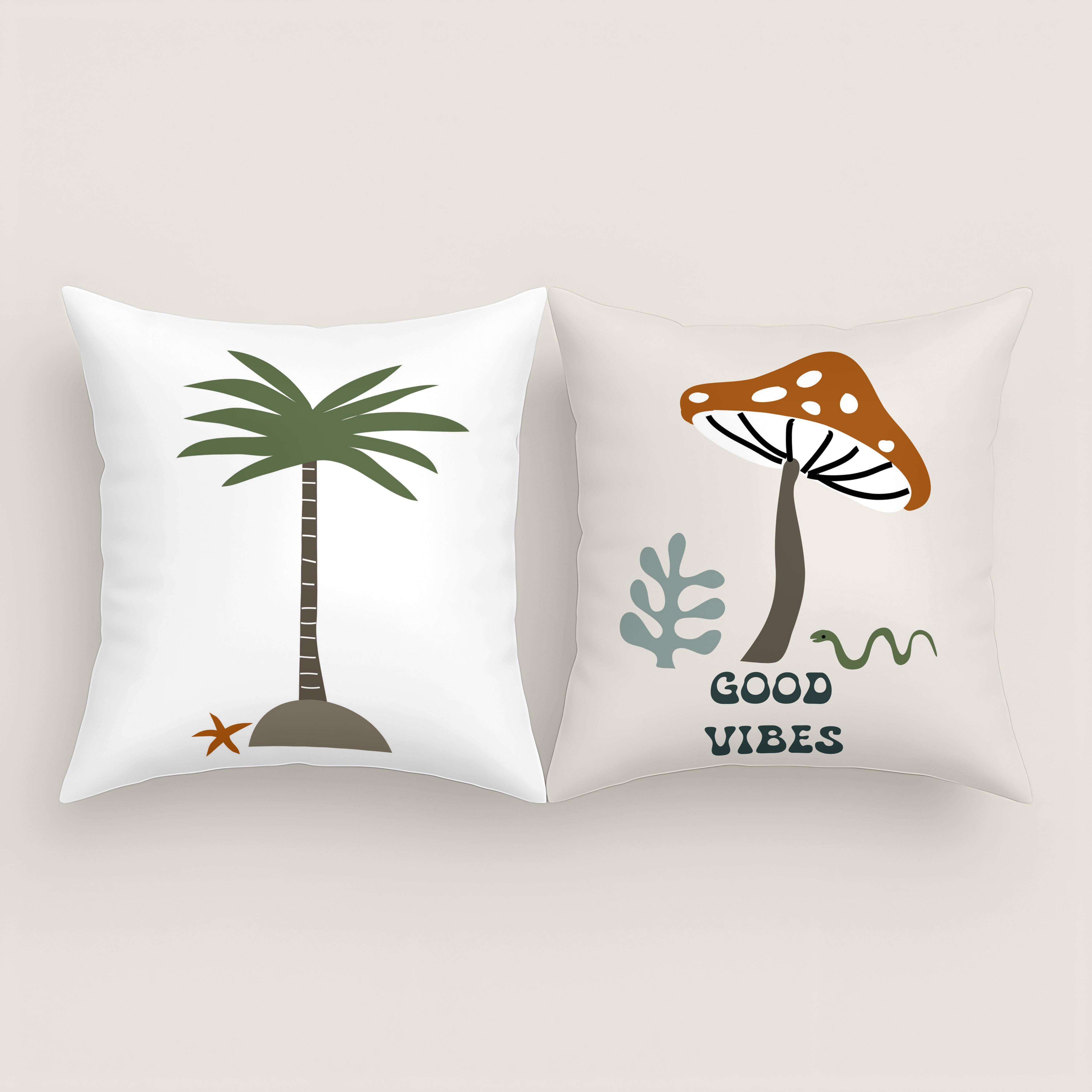 FUNDA DE COJÍN INFANTIL ESTAMPADO GOODVIBES 100% ALGODÓN