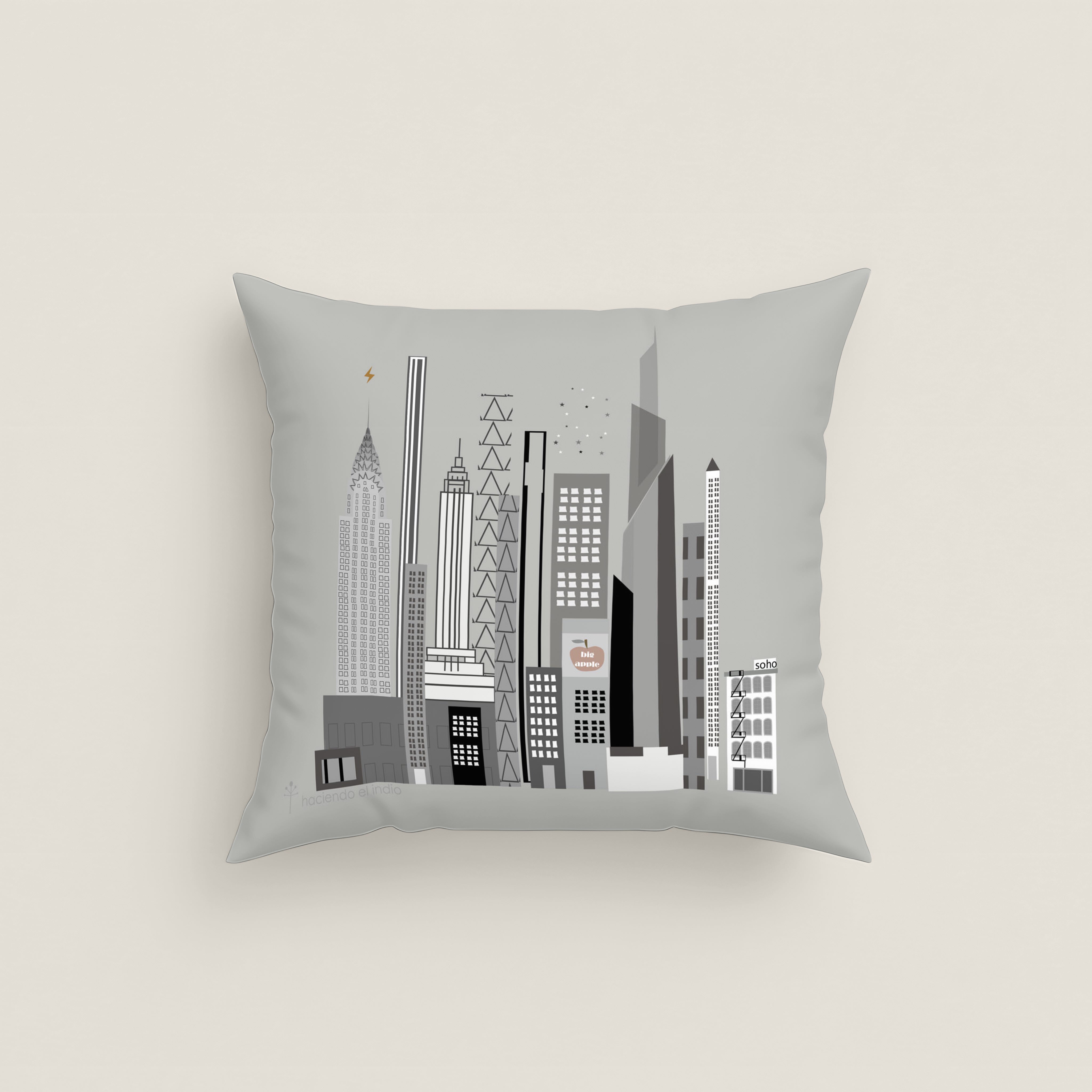 FUNDA DE COJÍN INFANTIL ESTAMPADO NYC 100% ALGODÓN