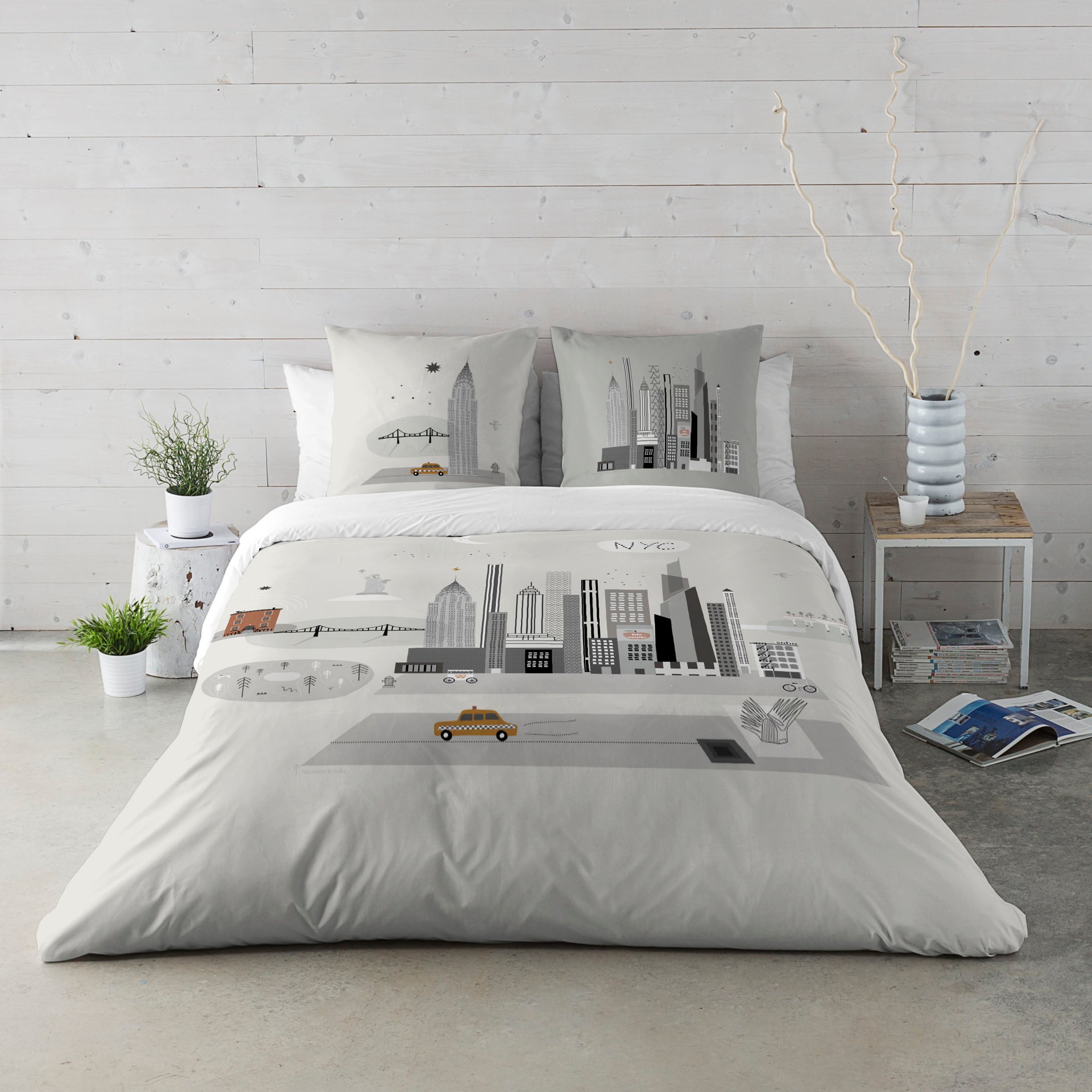 FUNDA NÓRDICA ESTAMPADA NYC 100% ALGODÓN