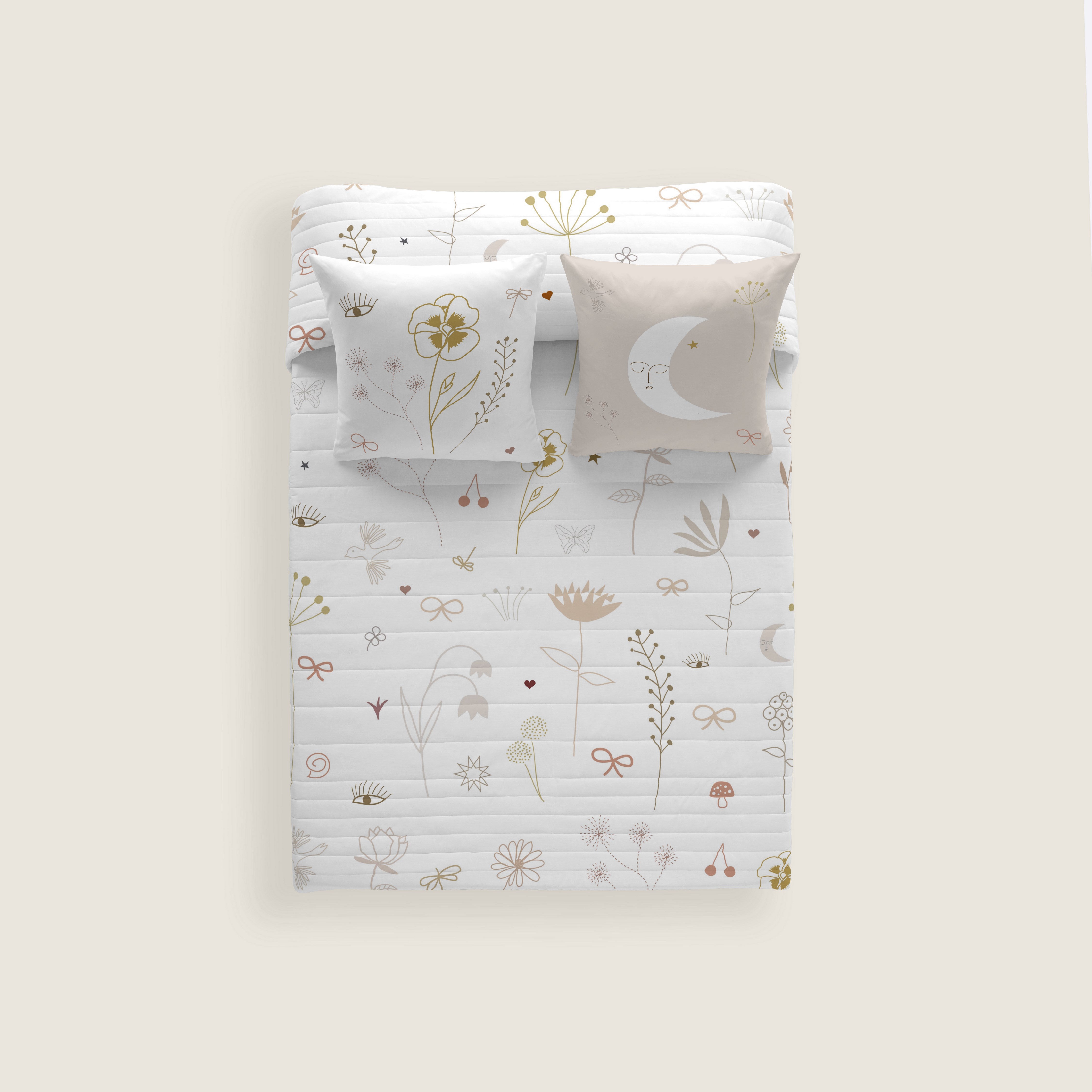 COPRILETTO BOUTIS REVERSIBILE STAMPATO FLOWER CHAOS 100% COTONE