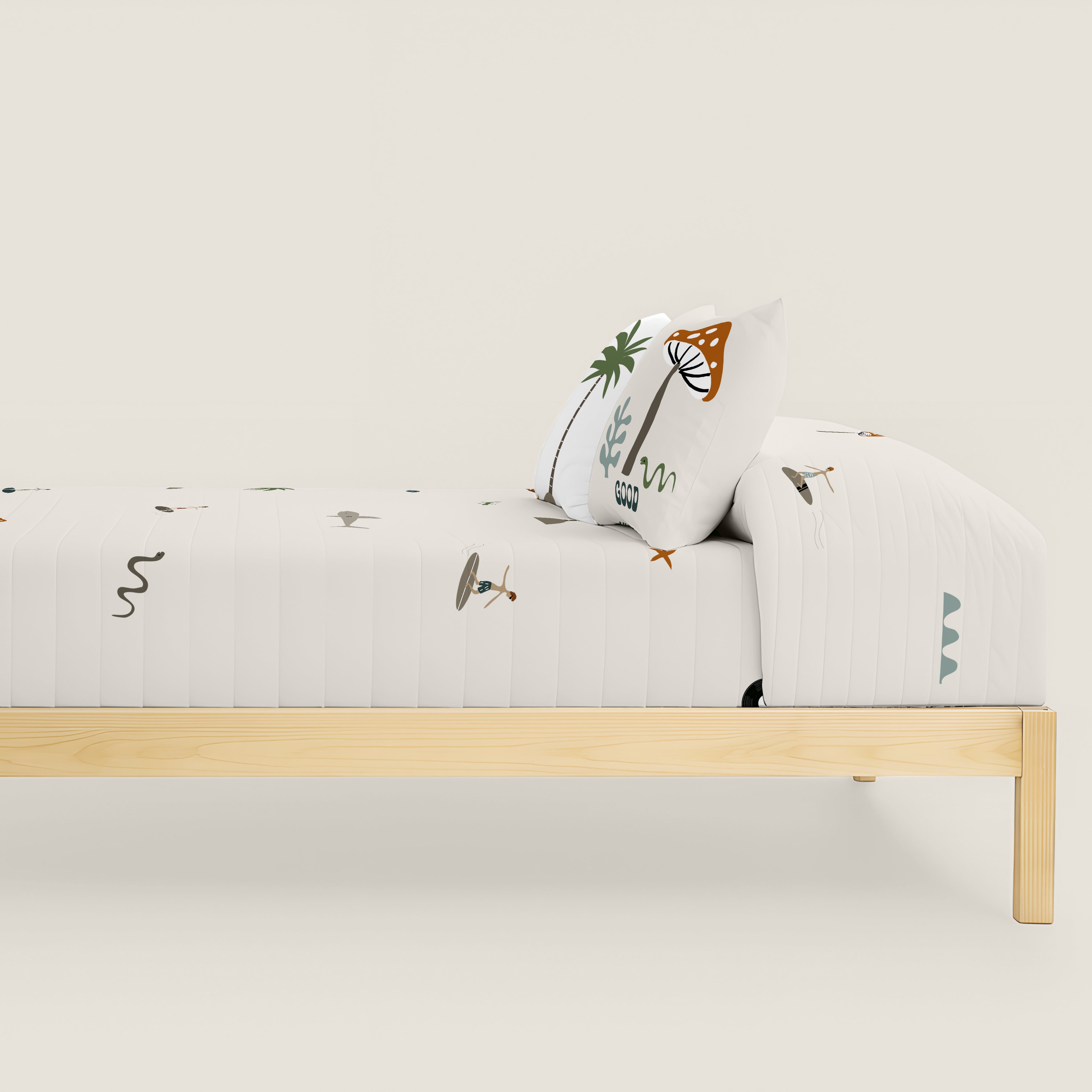 COLCHA BOUTI REVERSIBLE ESTAMPADA GOODVIBES 100% ALGODÓN