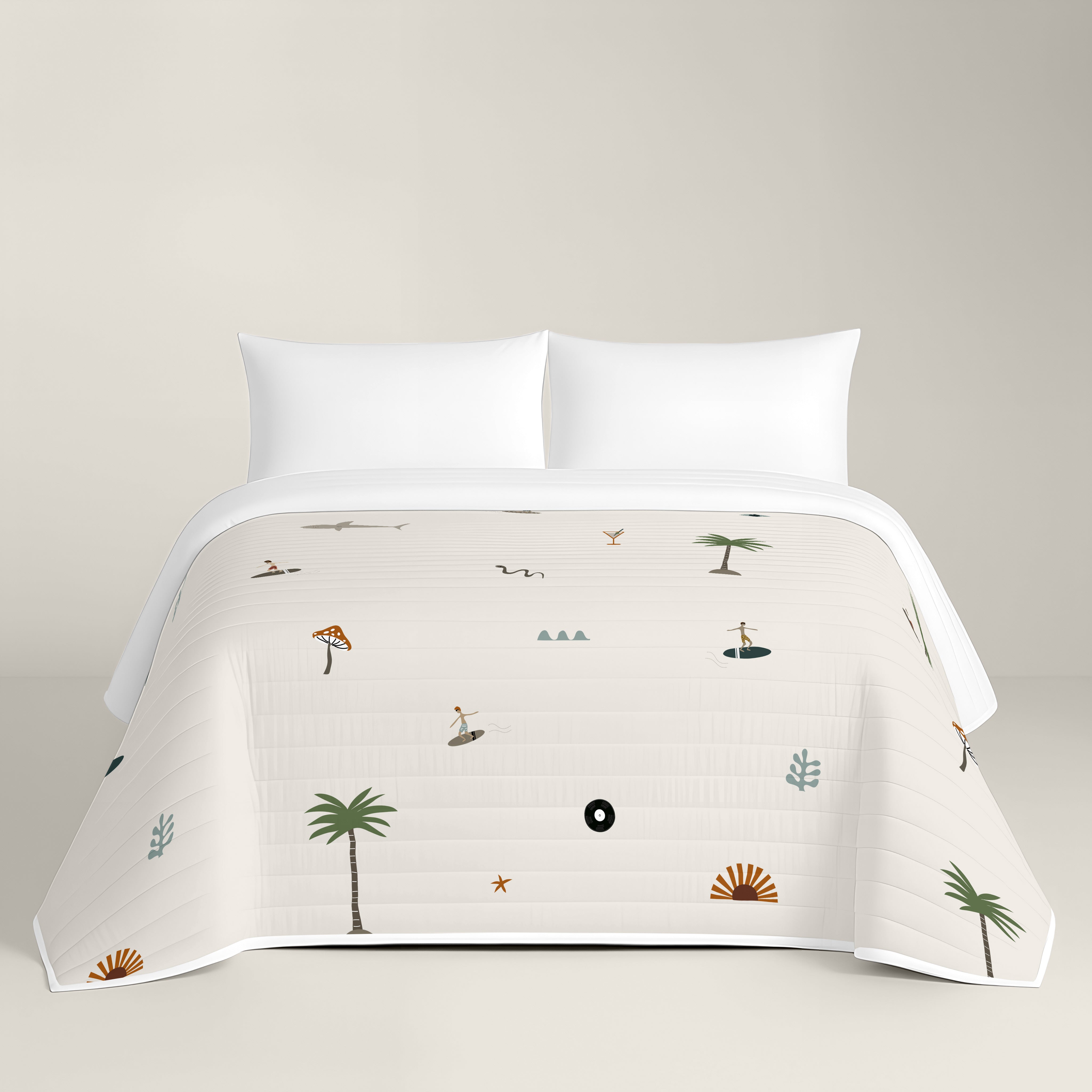 COLCHA BOUTI REVERSIBLE ESTAMPADA GOODVIBES 100% ALGODÓN