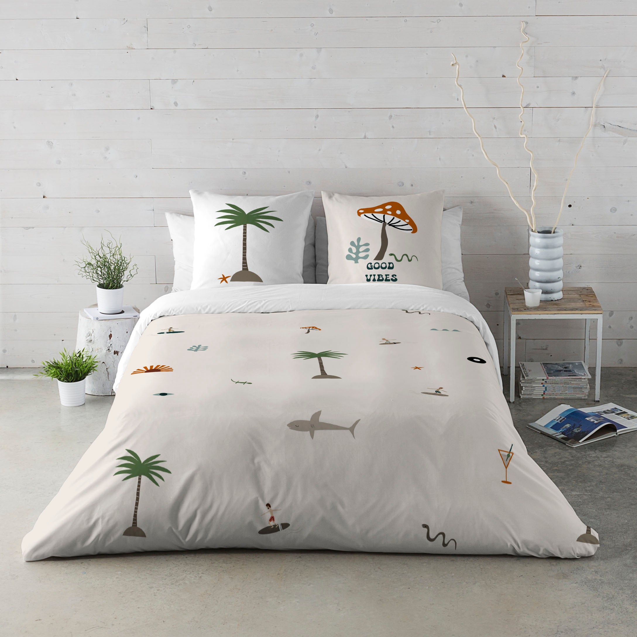 FUNDA NÓRDICA ESTAMPADA GOODVIBES 100% ALGODÓN