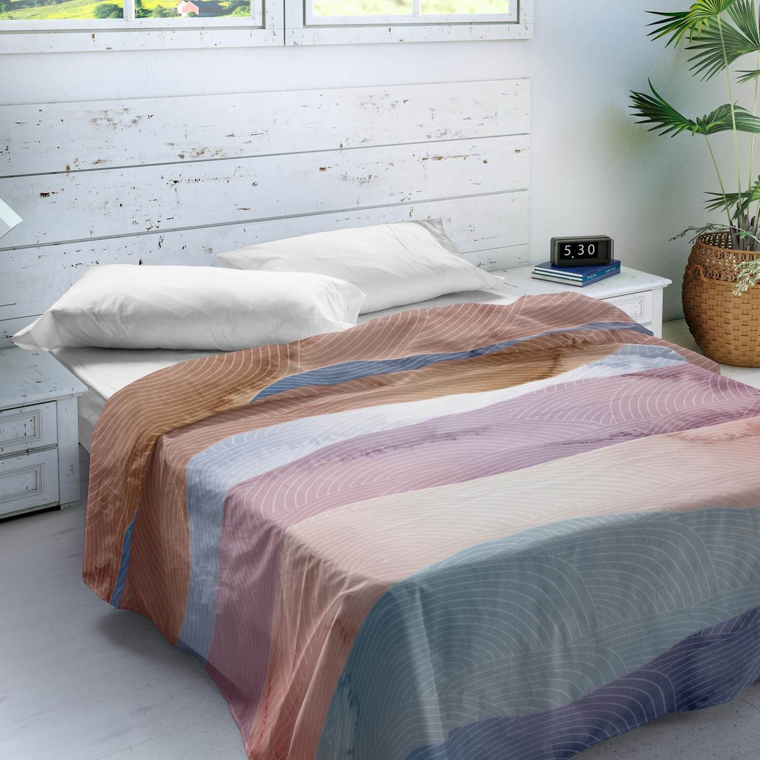 JUEGO SÁBANAS ESTAMPADAS OCEAN BLUE 100% ALGODÓN