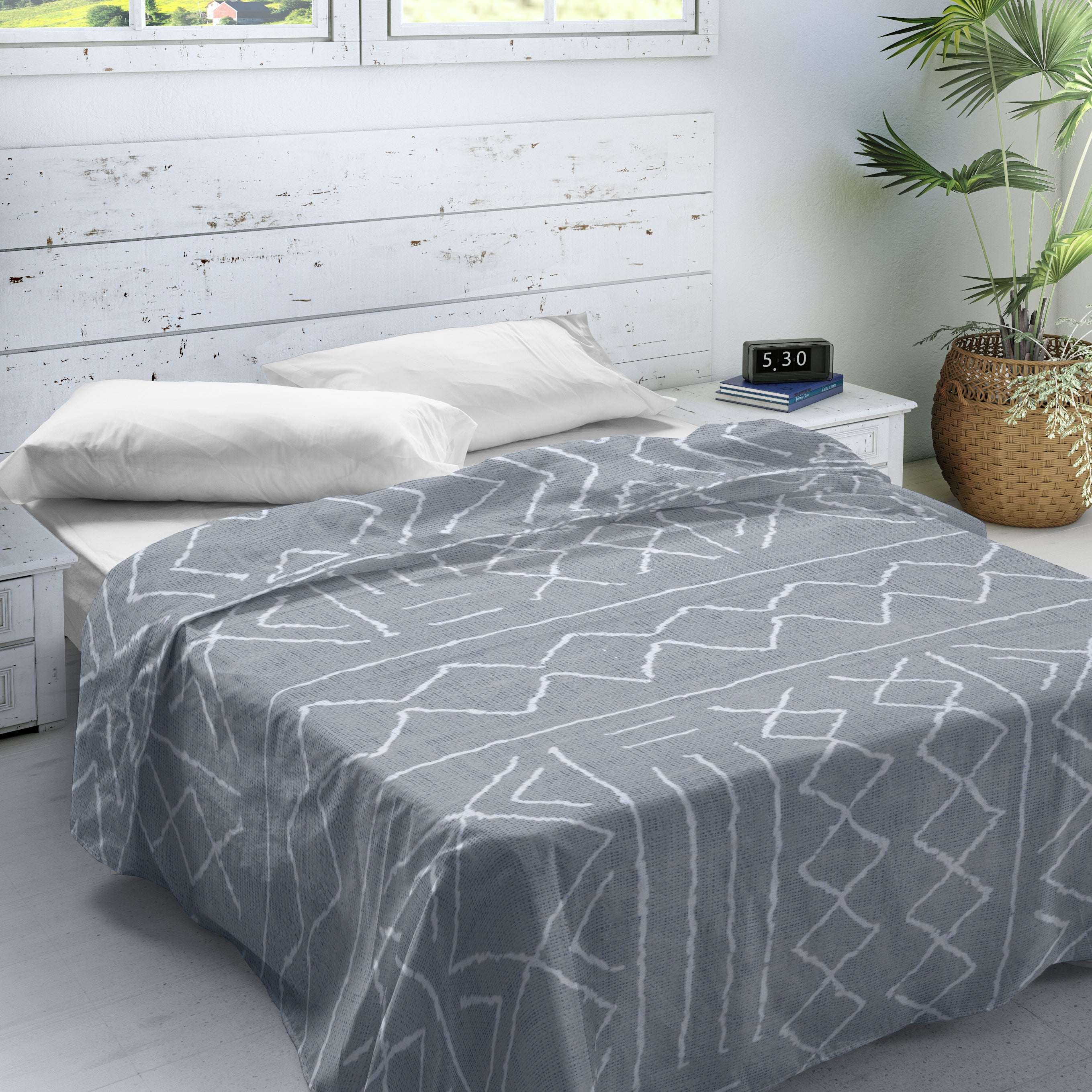 JUEGO SÁBANAS ESTAMPADAS NAUEK GREY 100% ALGODÓN