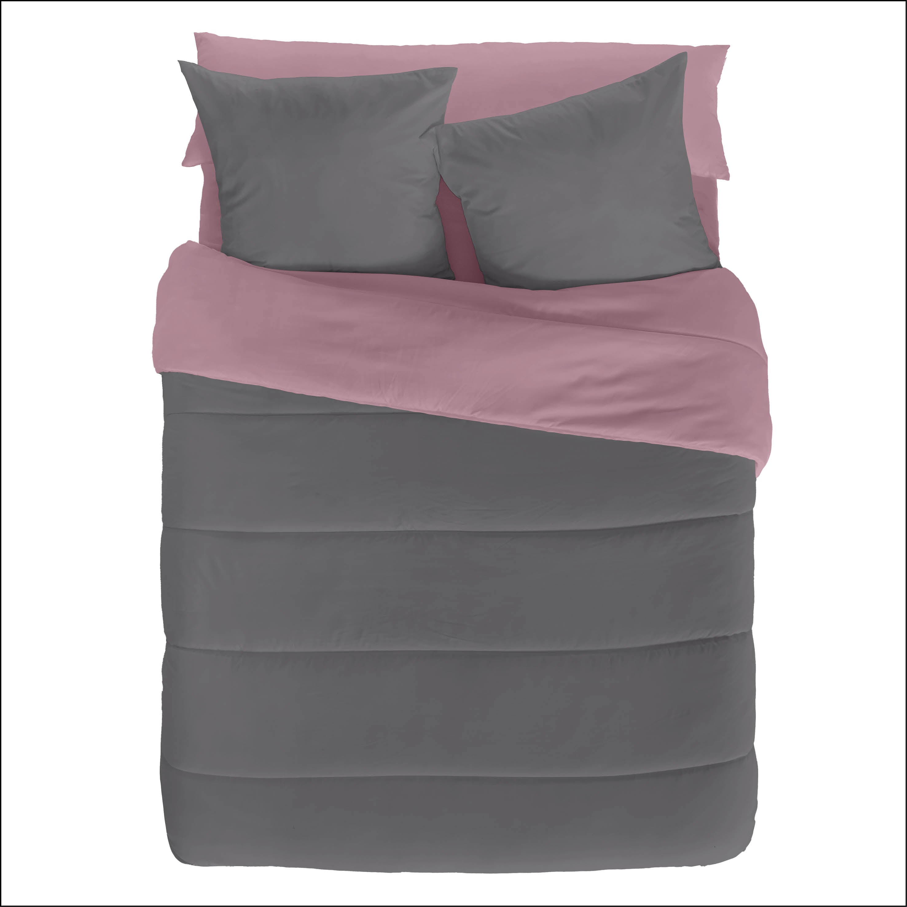 EDREDÓN NÓRDICO BICOLOR ROSA VIEJO/GRIS L.807