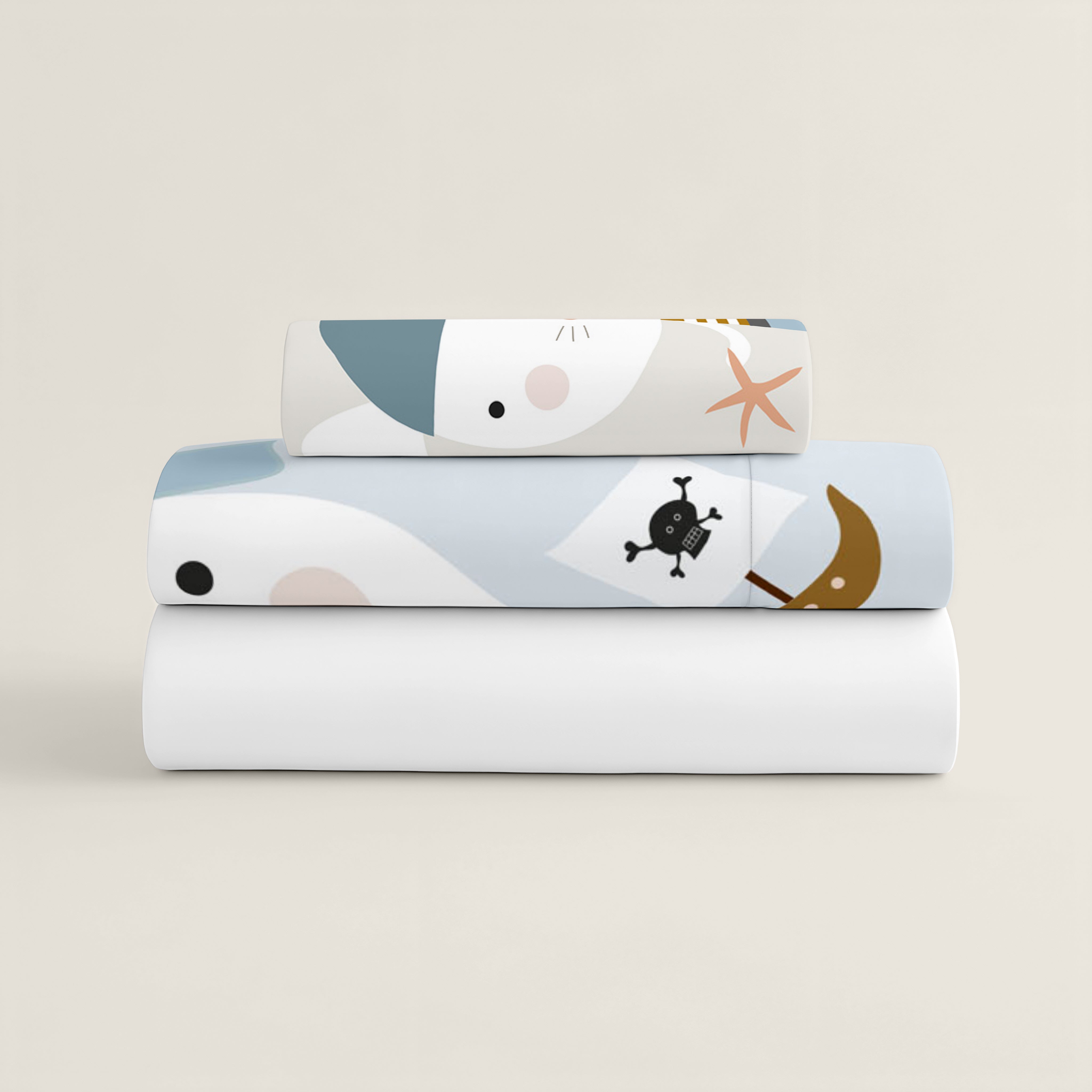 JUEGO DE SÁBANAS CUNA BEBÉ AVENTURA PIRATA A 100% ALGODÓN