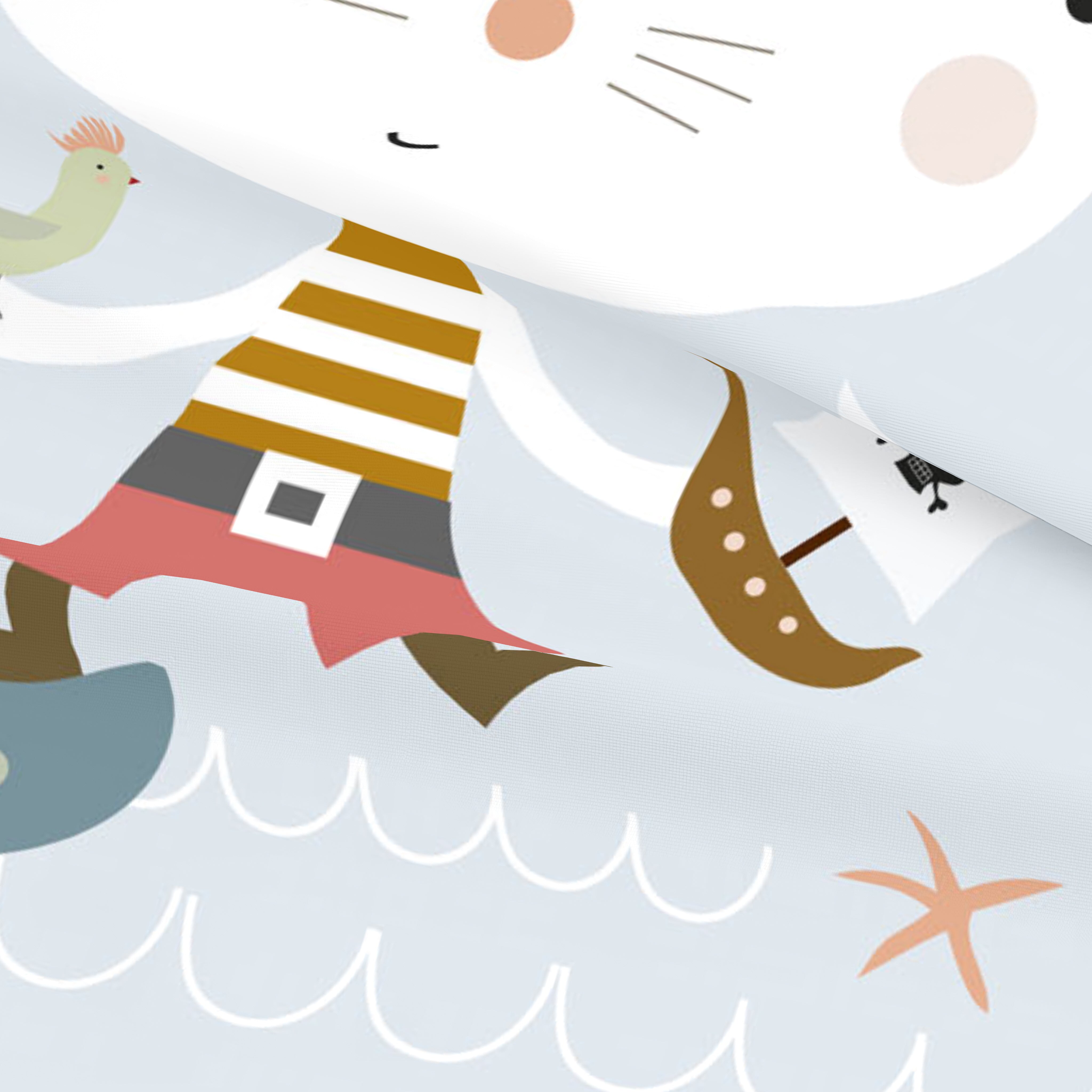 FUNDA NÓRDICA REVERSIBLE CUNA BEBÉ AVENTURA PIRATA 100% ALGODÓN