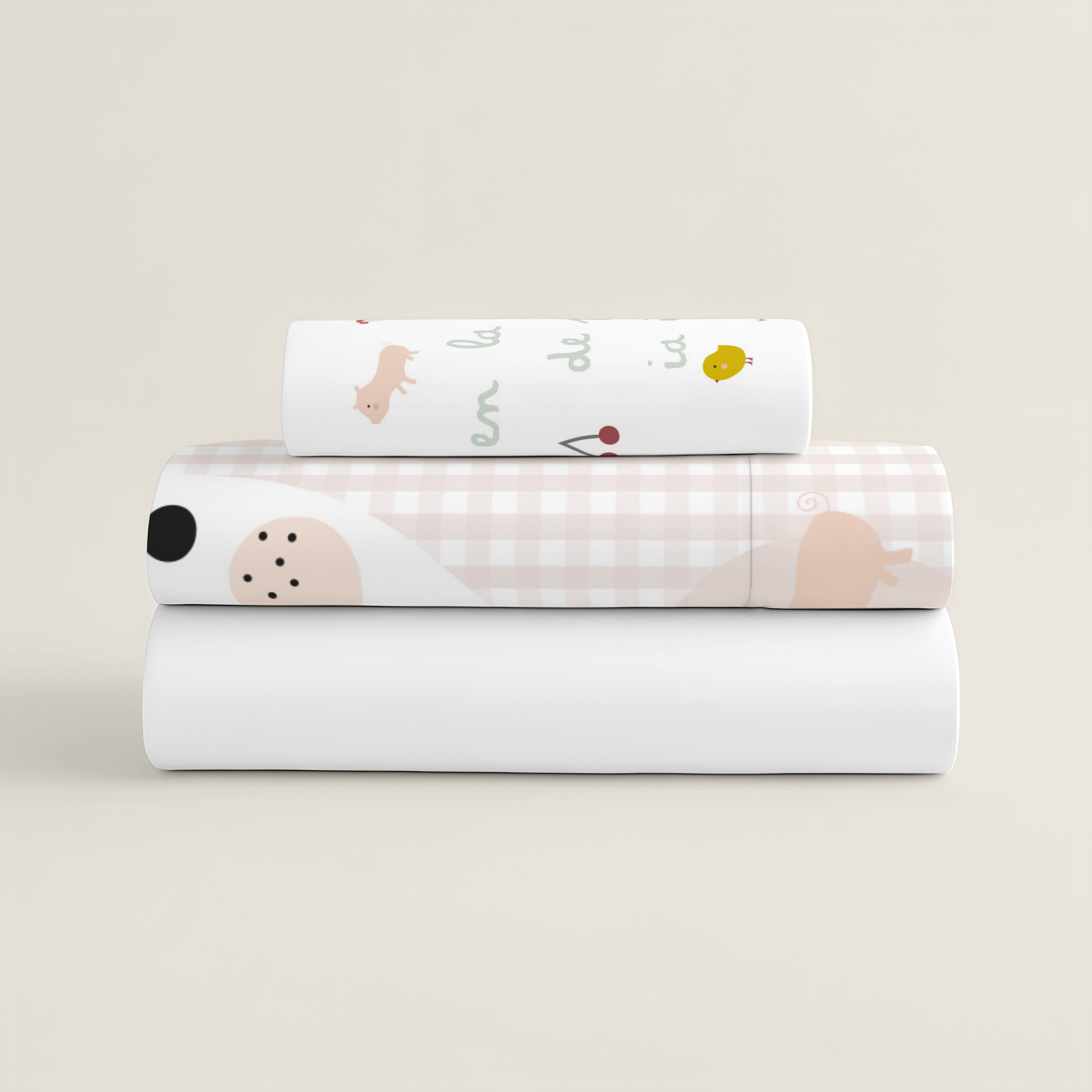 JUEGO DE SÁBANAS CUNA BEBÉ GRANJA 100% ALGODÓN