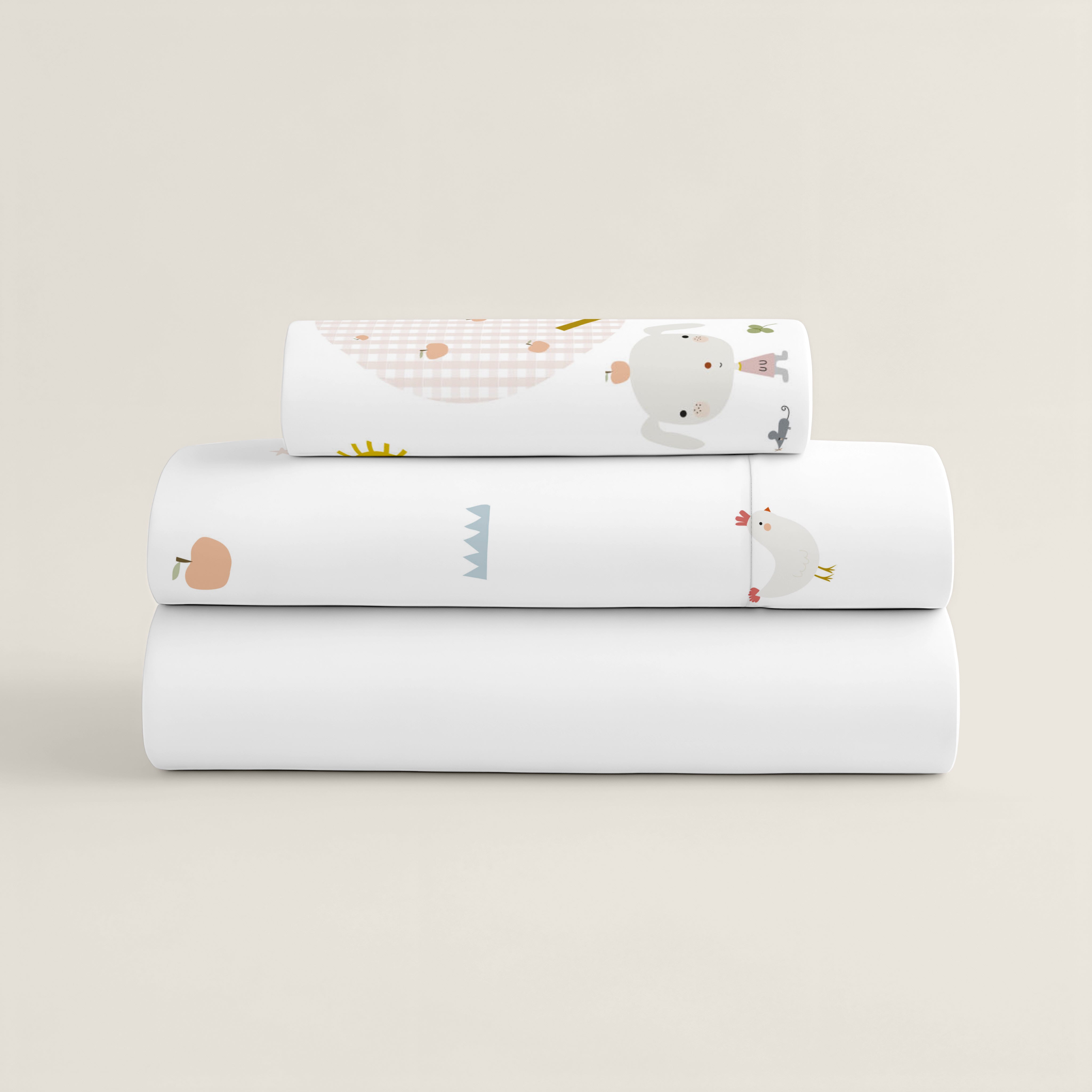 JUEGO DE SÁBANAS CUNA BEBÉ GRANJA B 100% ALGODÓN