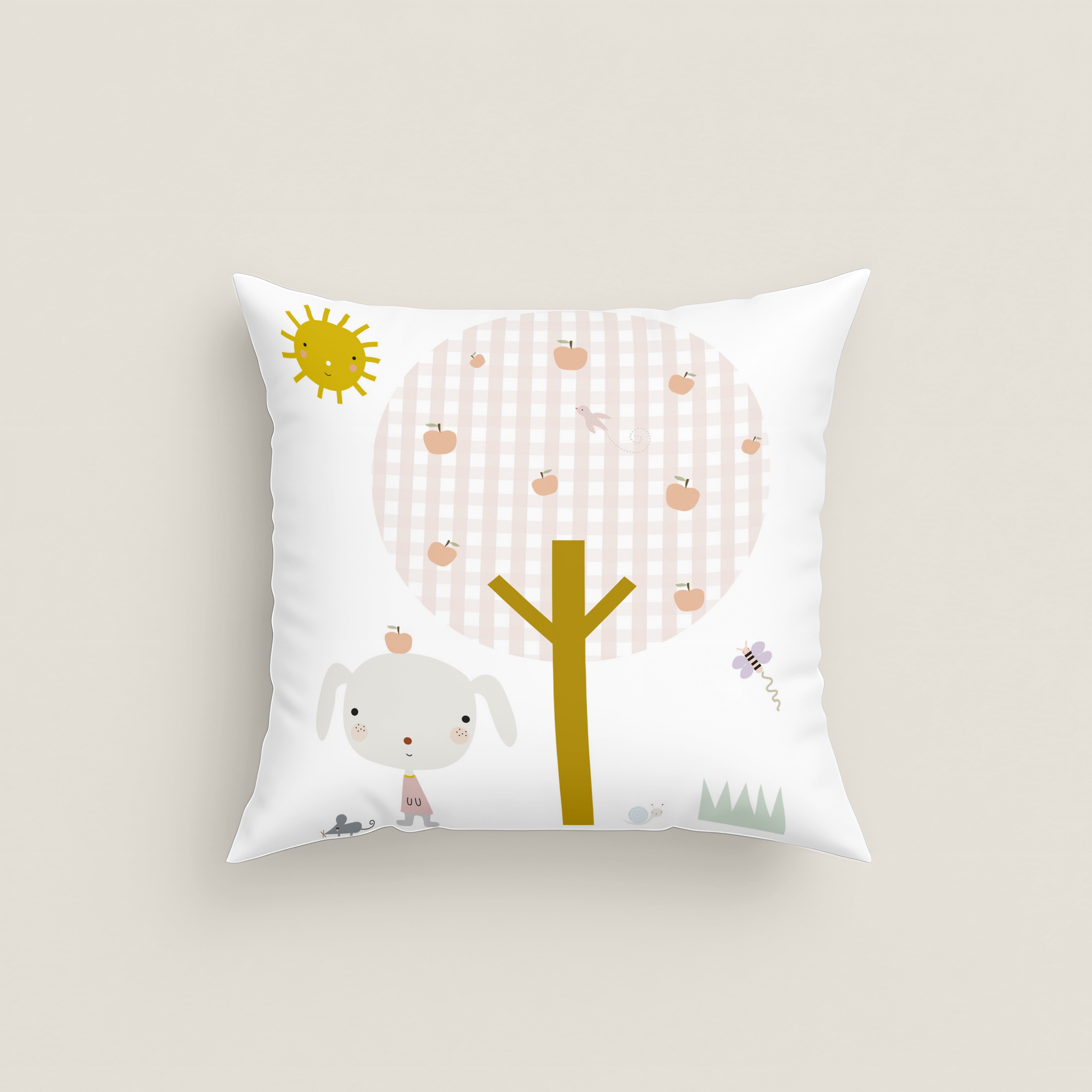 FUNDA DE COJÍN INFANTIL ESTAMPADO GRANJA 100% ALGODÓN