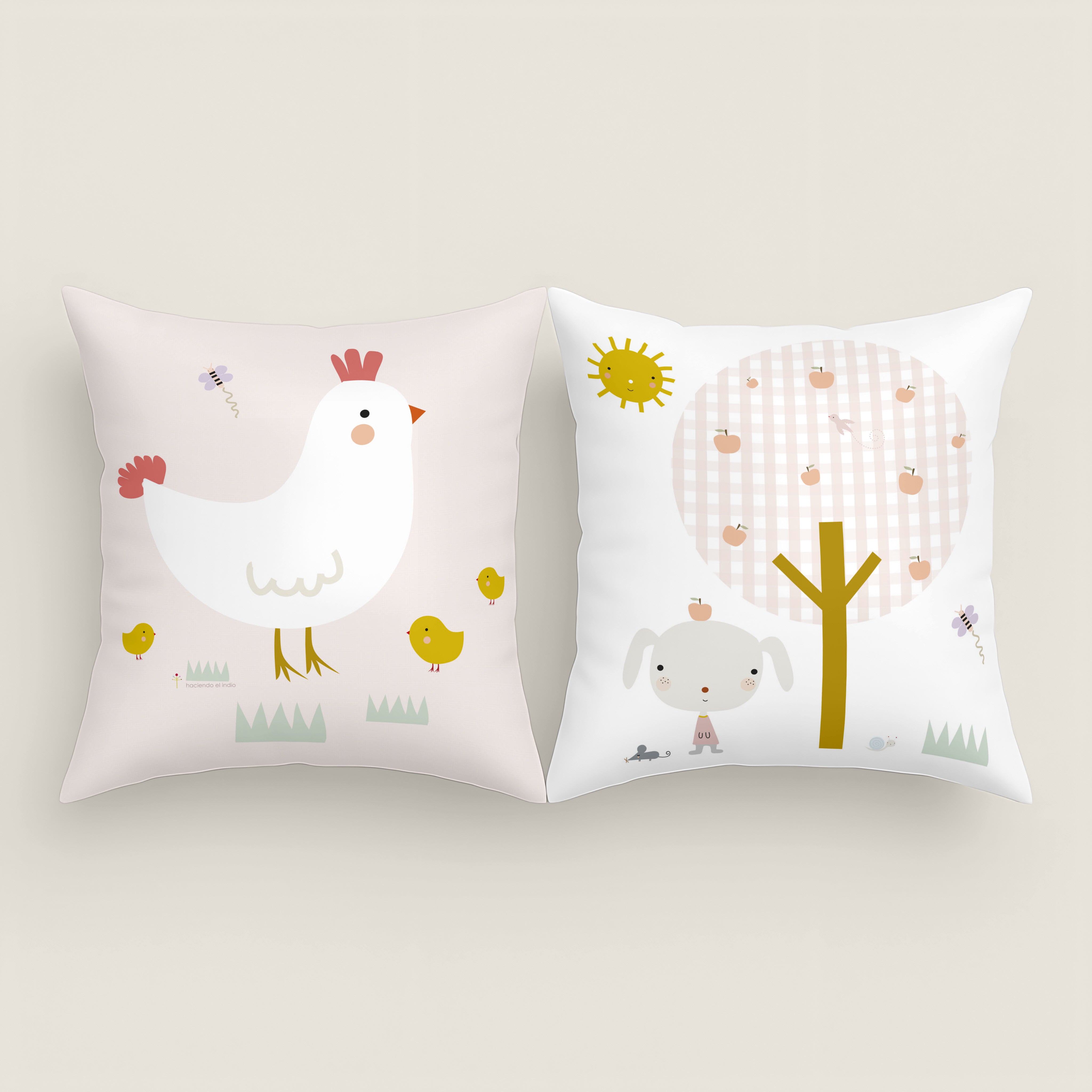 FODERA CUSCINO PER BAMBINI STAMPA FATTORIA 100% COTONE