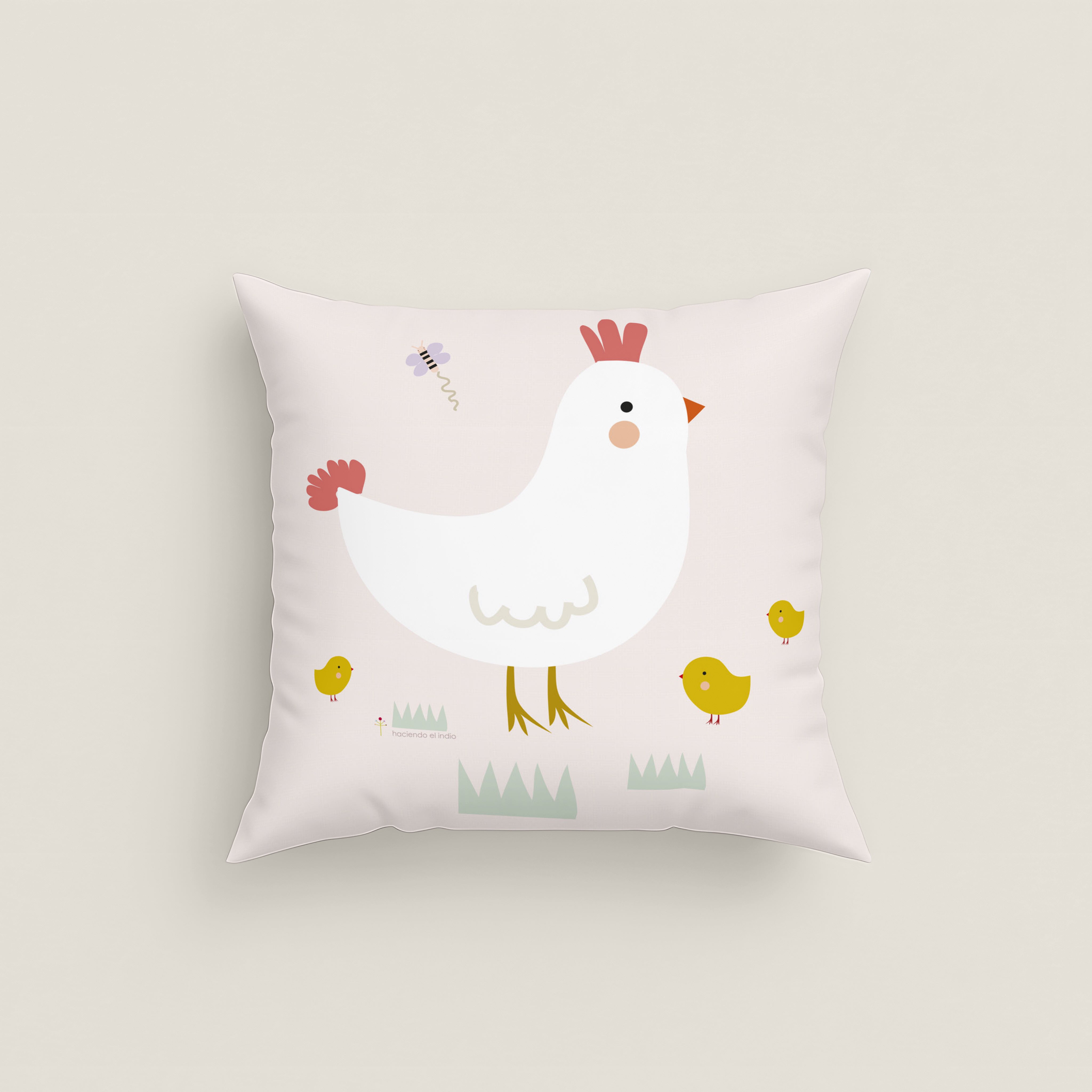 FUNDA DE COJÍN INFANTIL ESTAMPADO GRANJA 100% ALGODÓN