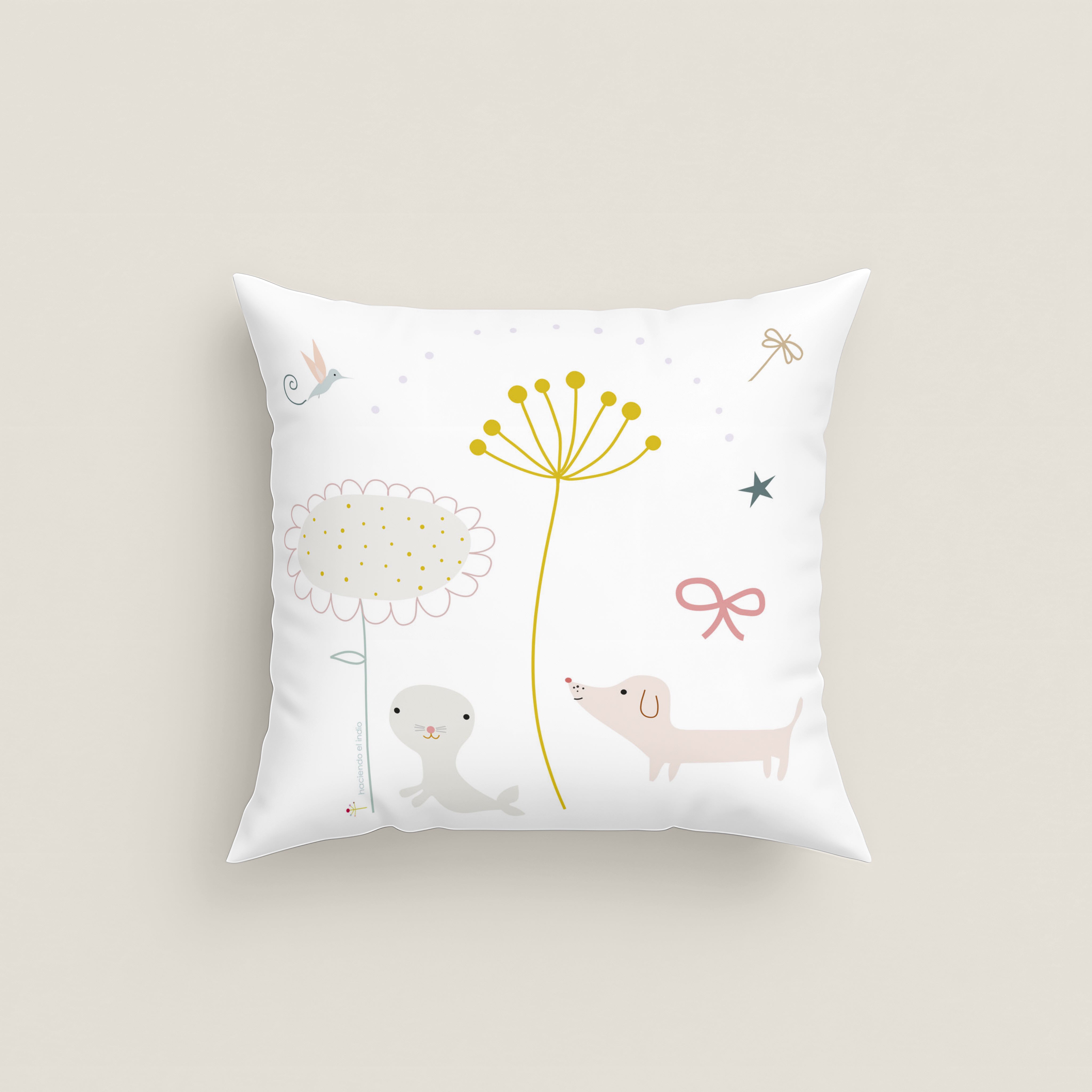 FUNDA DE COJÍN INFANTIL ESTAMPADO PATINADORA 100% ALGODÓN