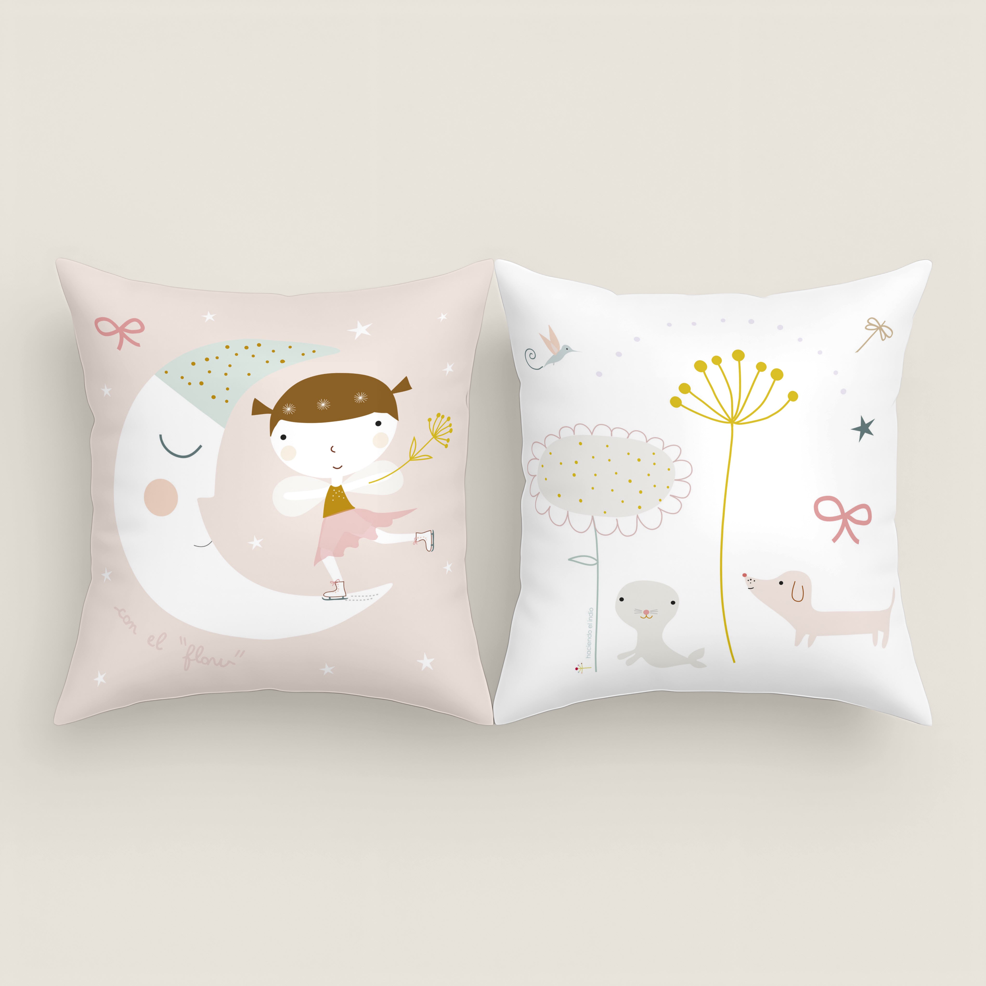 FUNDA DE COJÍN INFANTIL ESTAMPADO PATINADORA 100% ALGODÓN