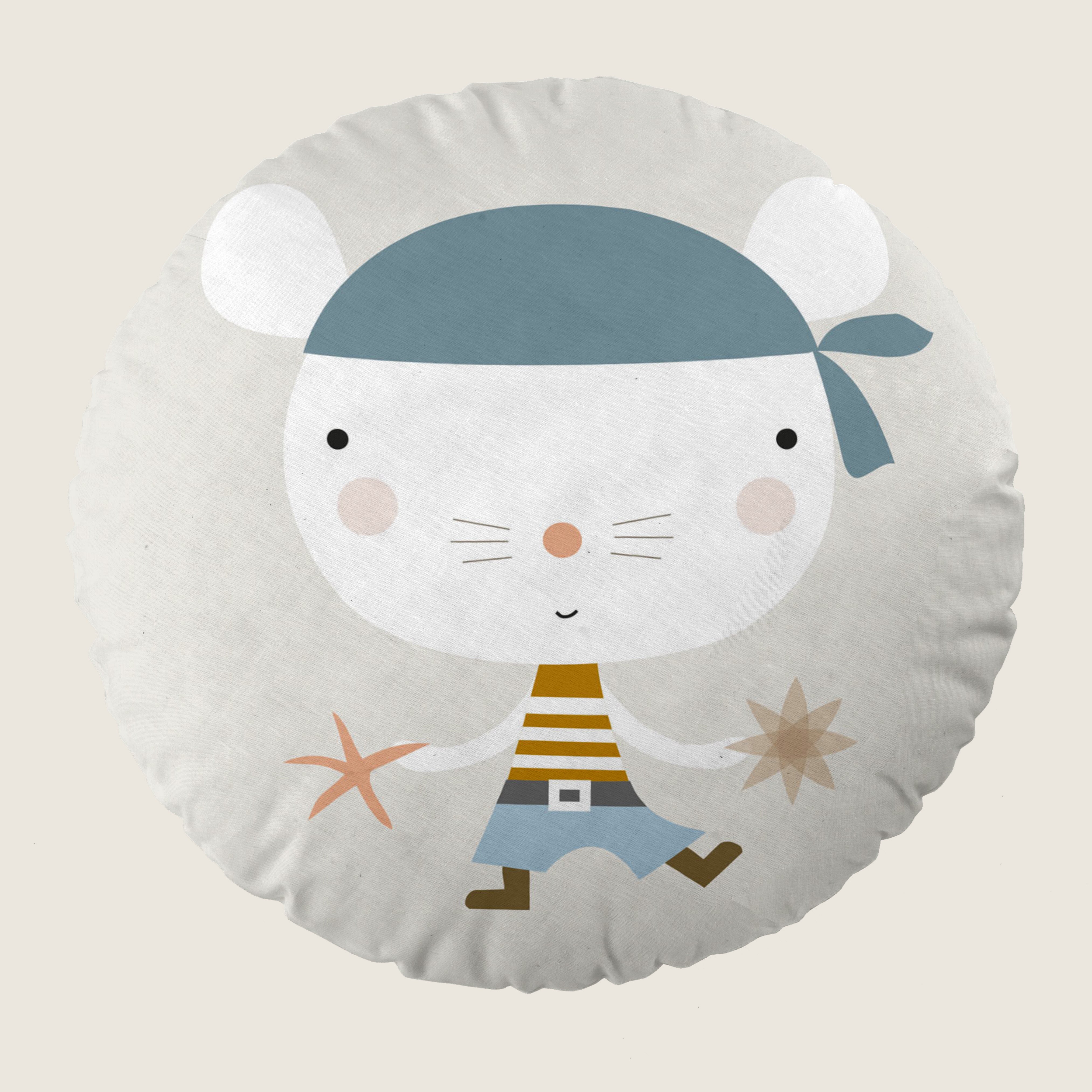 COJÍN REDONDO INFANTIL ESTAMPADO AVENTURA PIRATA